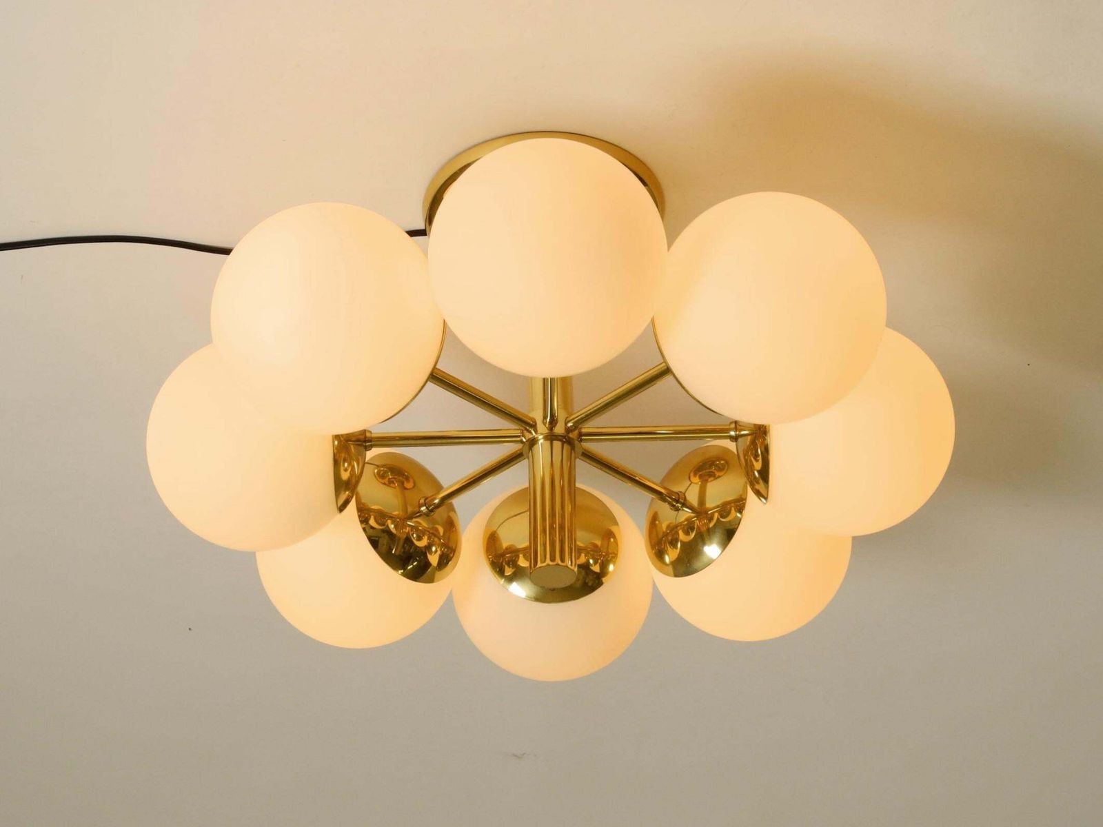 1960s Space Age Brass Ceiling Lamp With 8 Glass Balls By Kaiser Leuchten photo vinterior