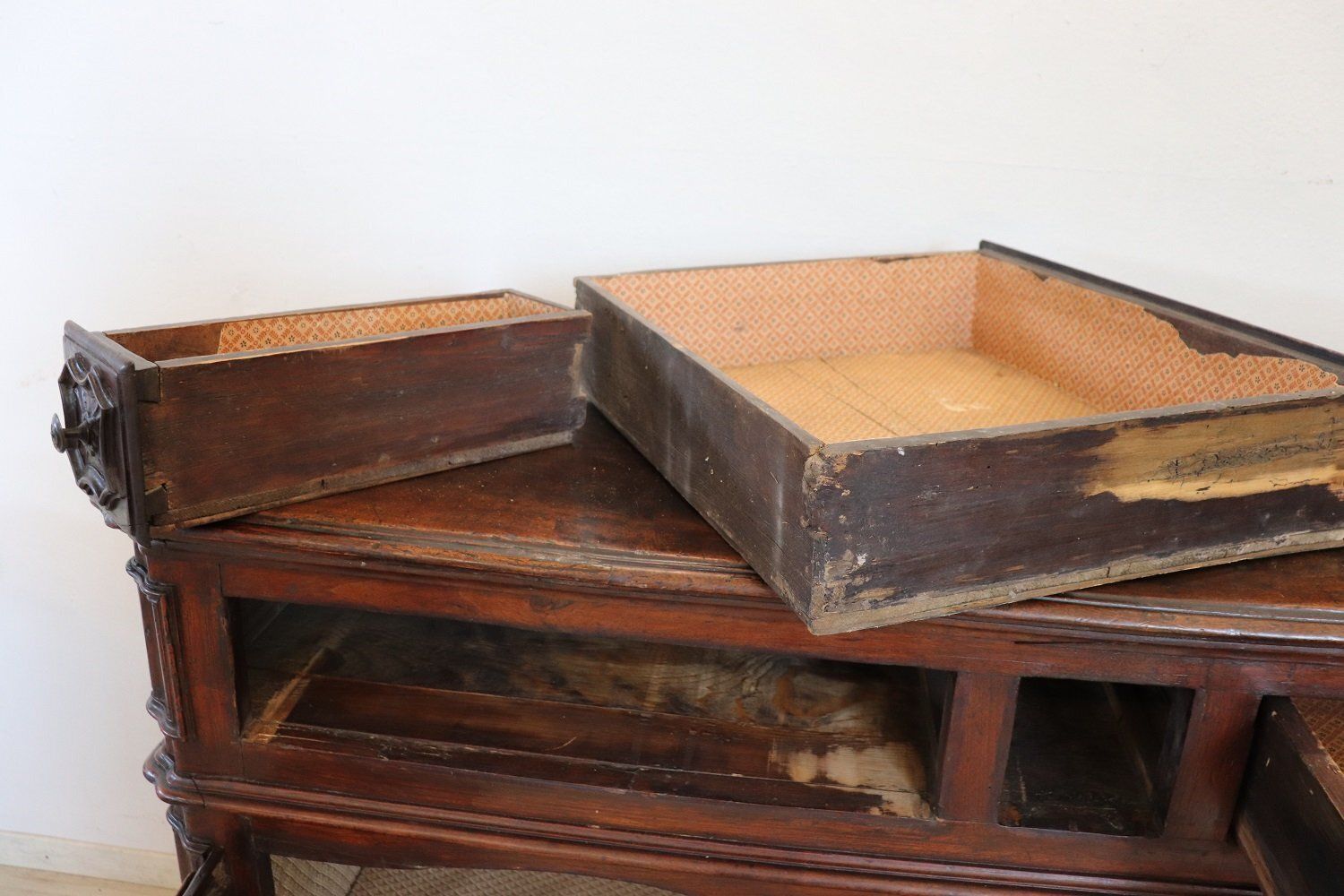 photo buy Antique Sideboard In Solid Walnut With Plate Rack, 1680s