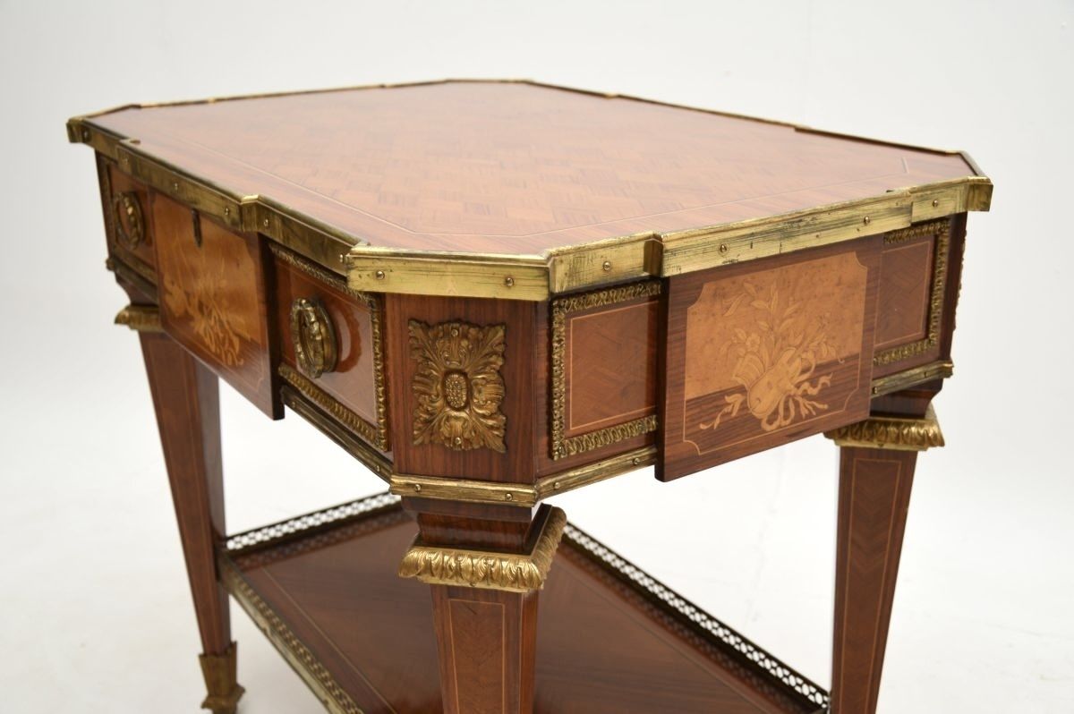photo furniture Antique French Inlaid Marquetry Occasional Table