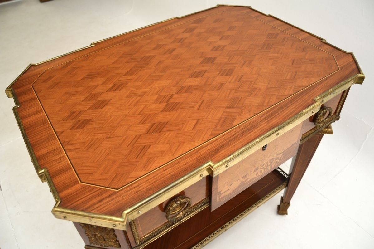 Furniture Antique French Inlaid Marquetry Occasional Table photo