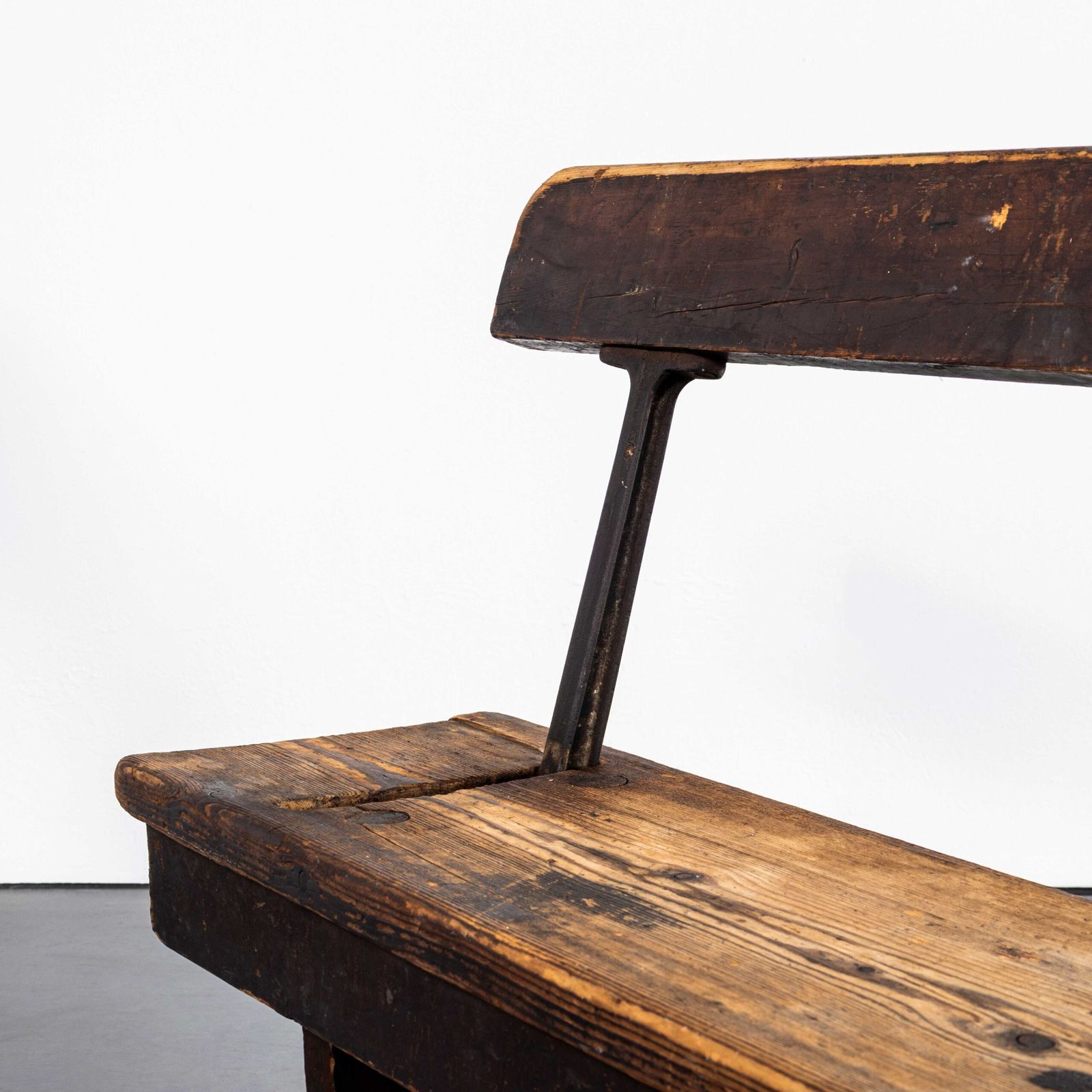 1940’s Pitch Pine English Cast Metal Railway Bench photo Furniture