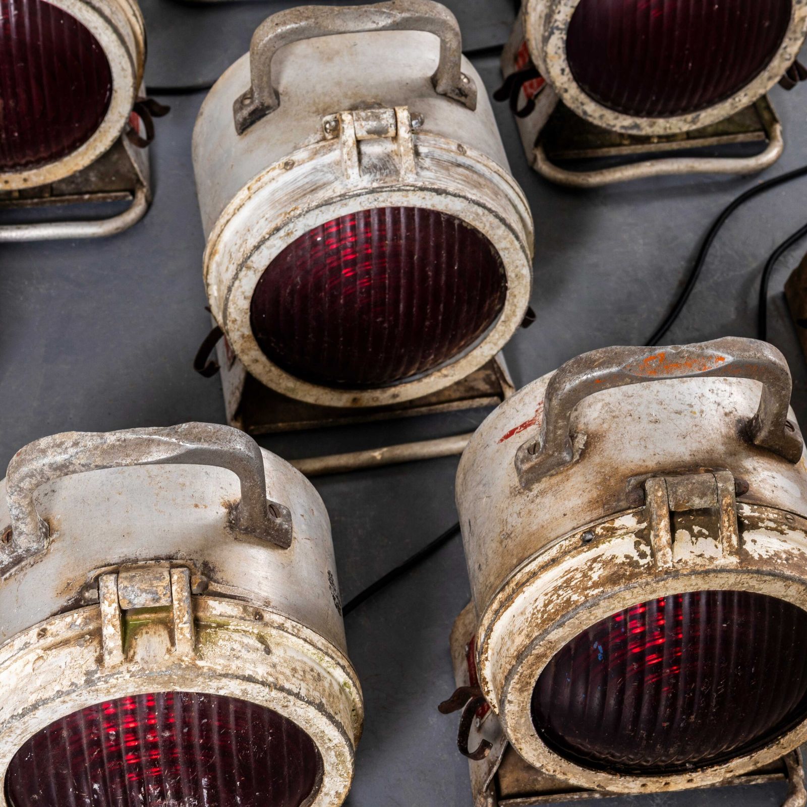 1950’s Original French Train Engineers Warning Lamps photo vinterior