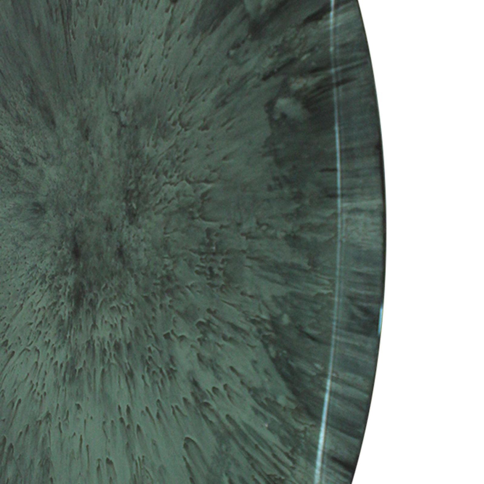 Modern Sculptural Concave Blue Glass Round French Mirror, Unique Piece photo vinterior