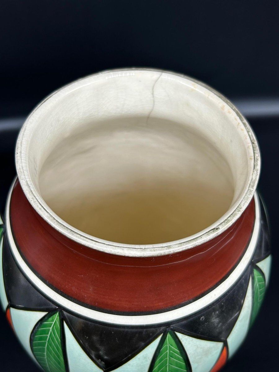 photo for sale Earthenware Vase By Gustave De Bruyn For Fives   Lille, 1920s