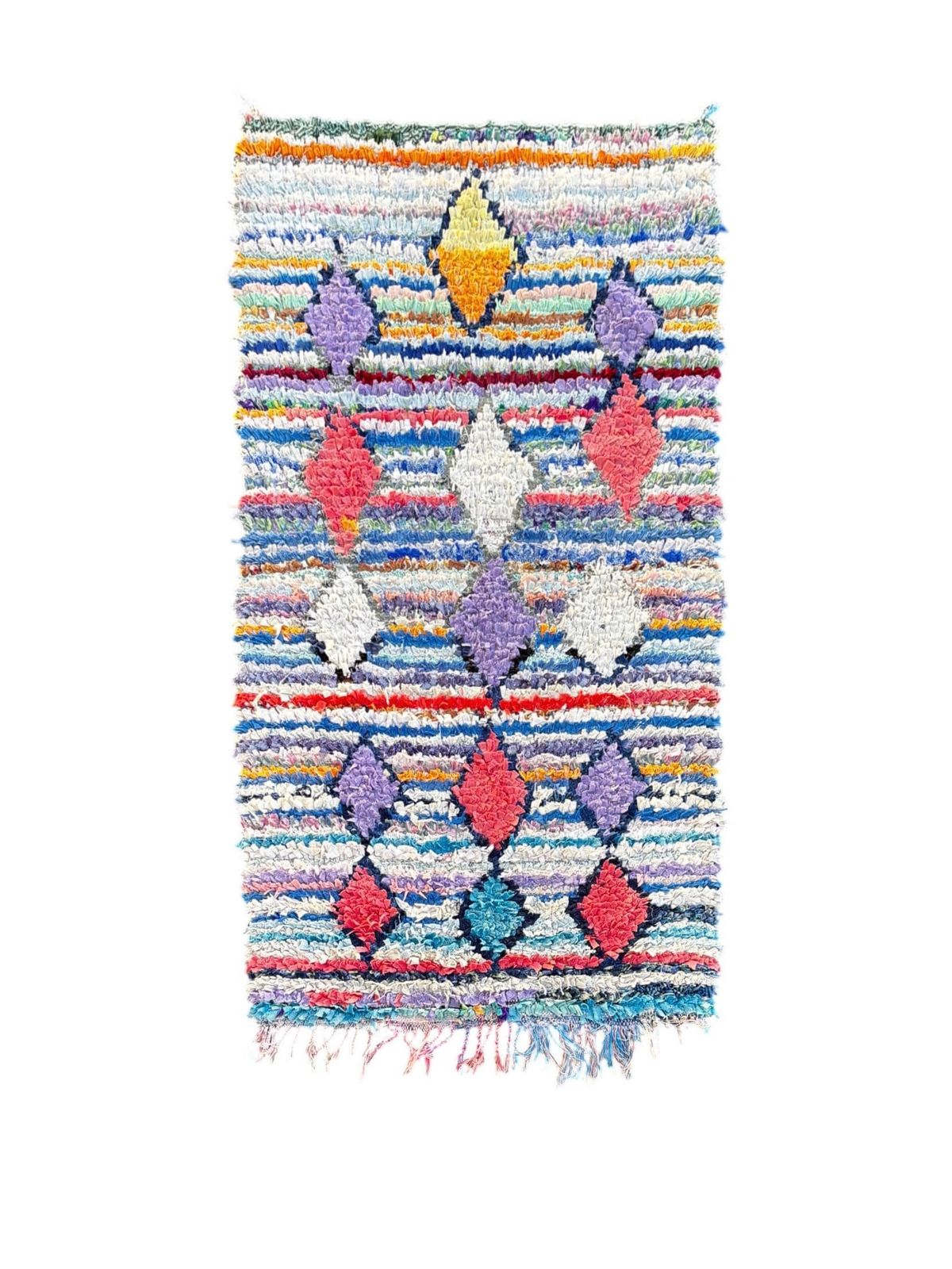 Vintage Moroccan Boucherouite Rug 100x190 Cm   Unique, Entirely Handmade Piece photo furniture