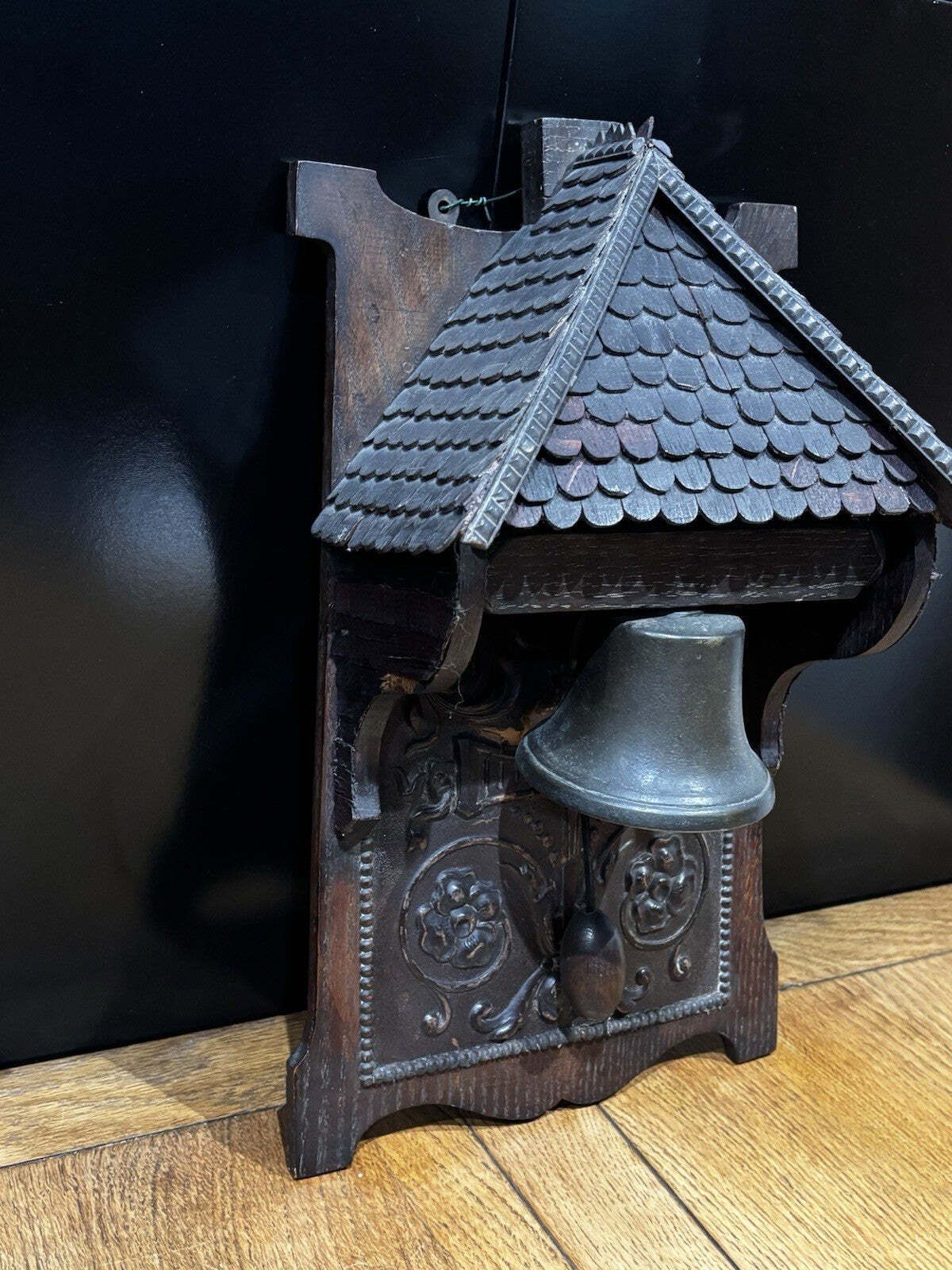 Edwardian Architectural Black Forest Wall Mounted Door Bell, Dinner Bell photo for sale