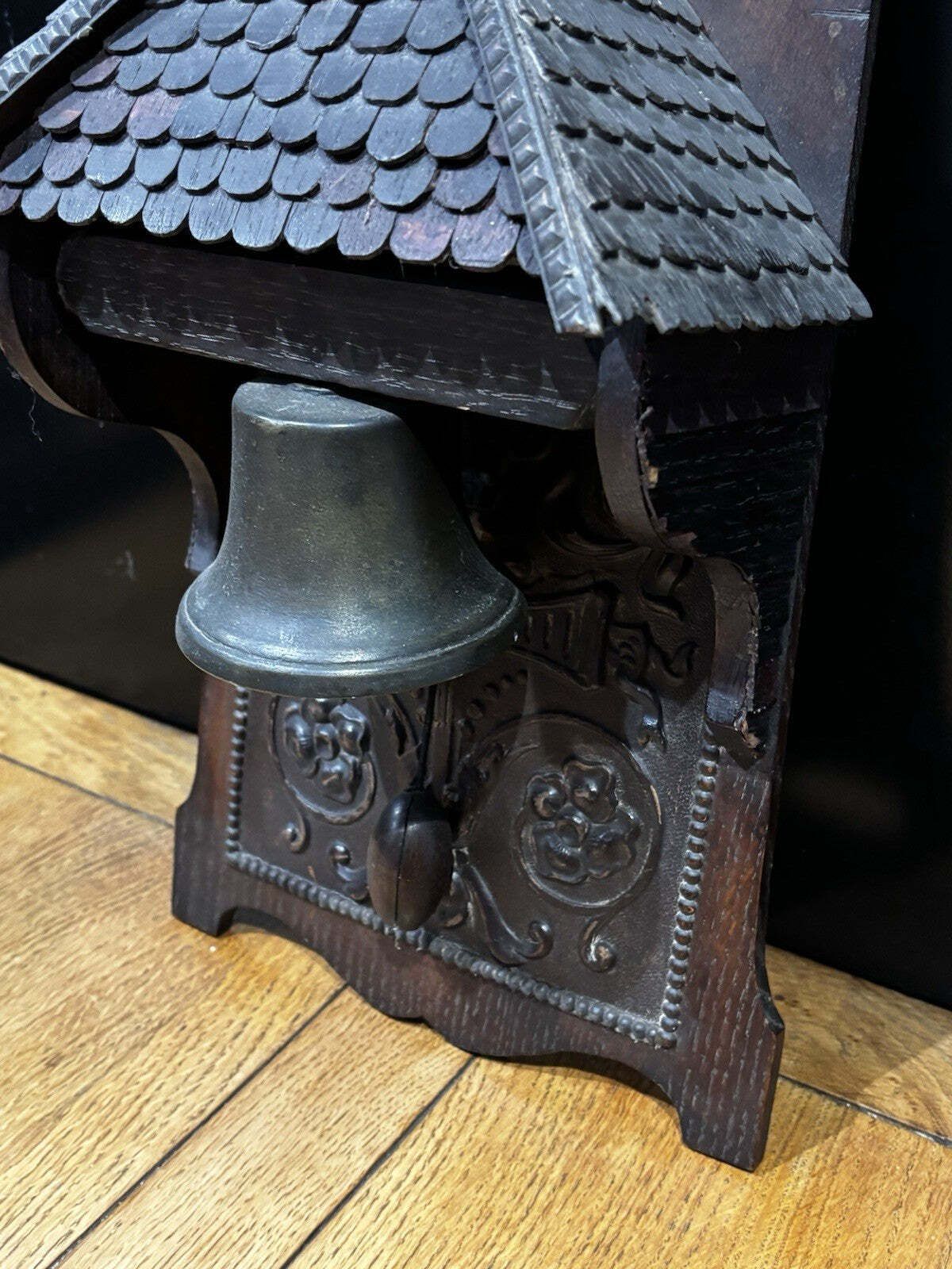 Edwardian Architectural Black Forest Wall Mounted Door Bell, Dinner Bell photo 372.0