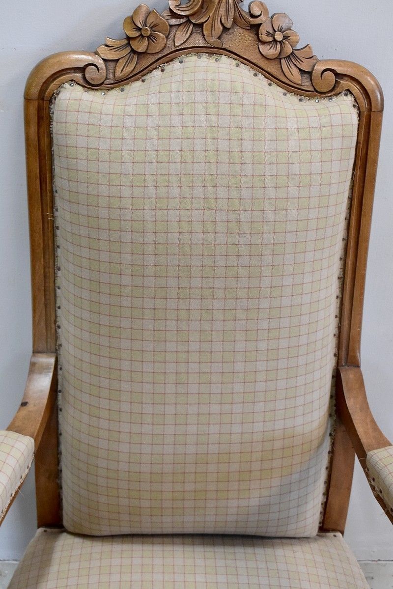 Voltaire Armchair Carved, Early 20th Century photo for sale