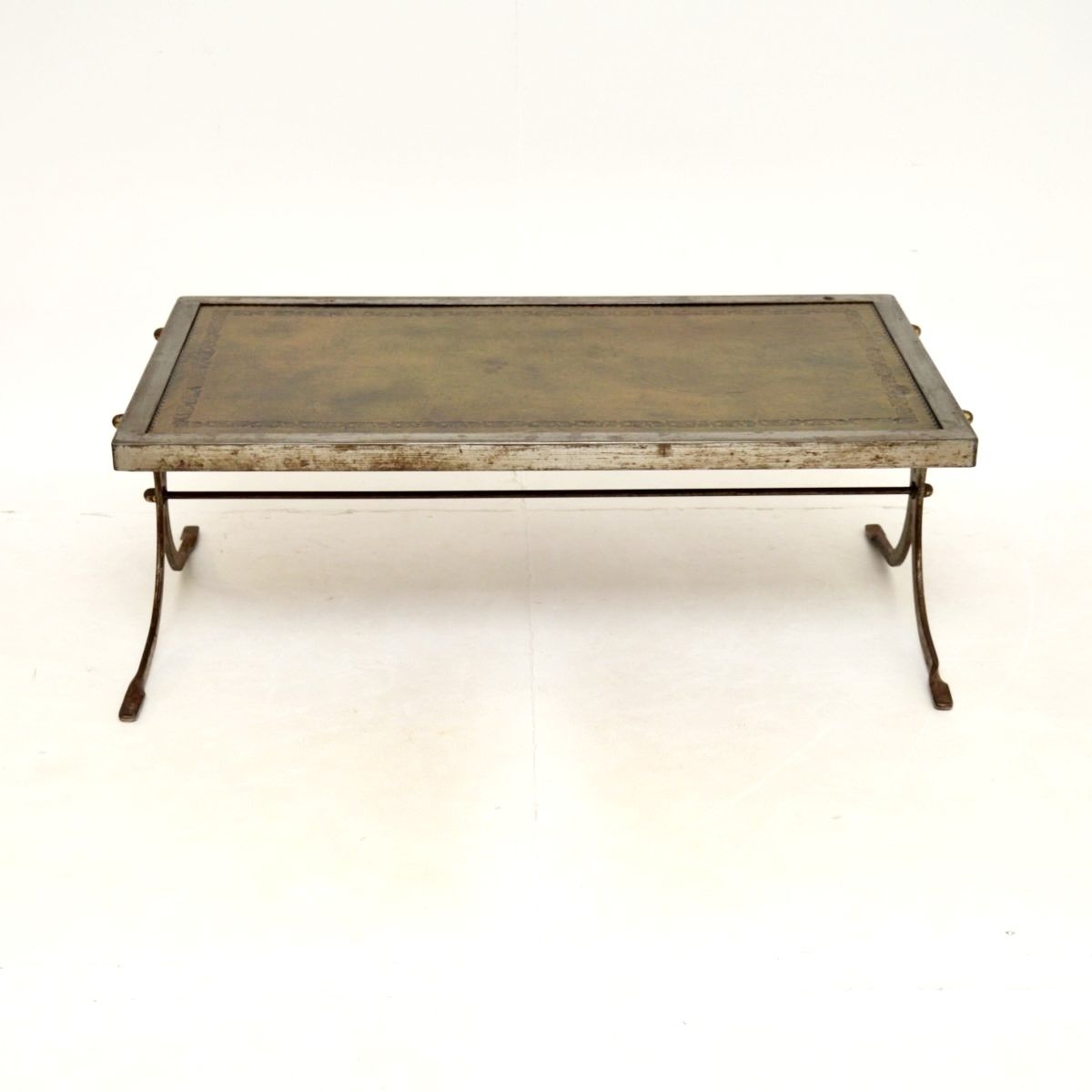 Vintage French Steel And Leather Coffee Table photo buy