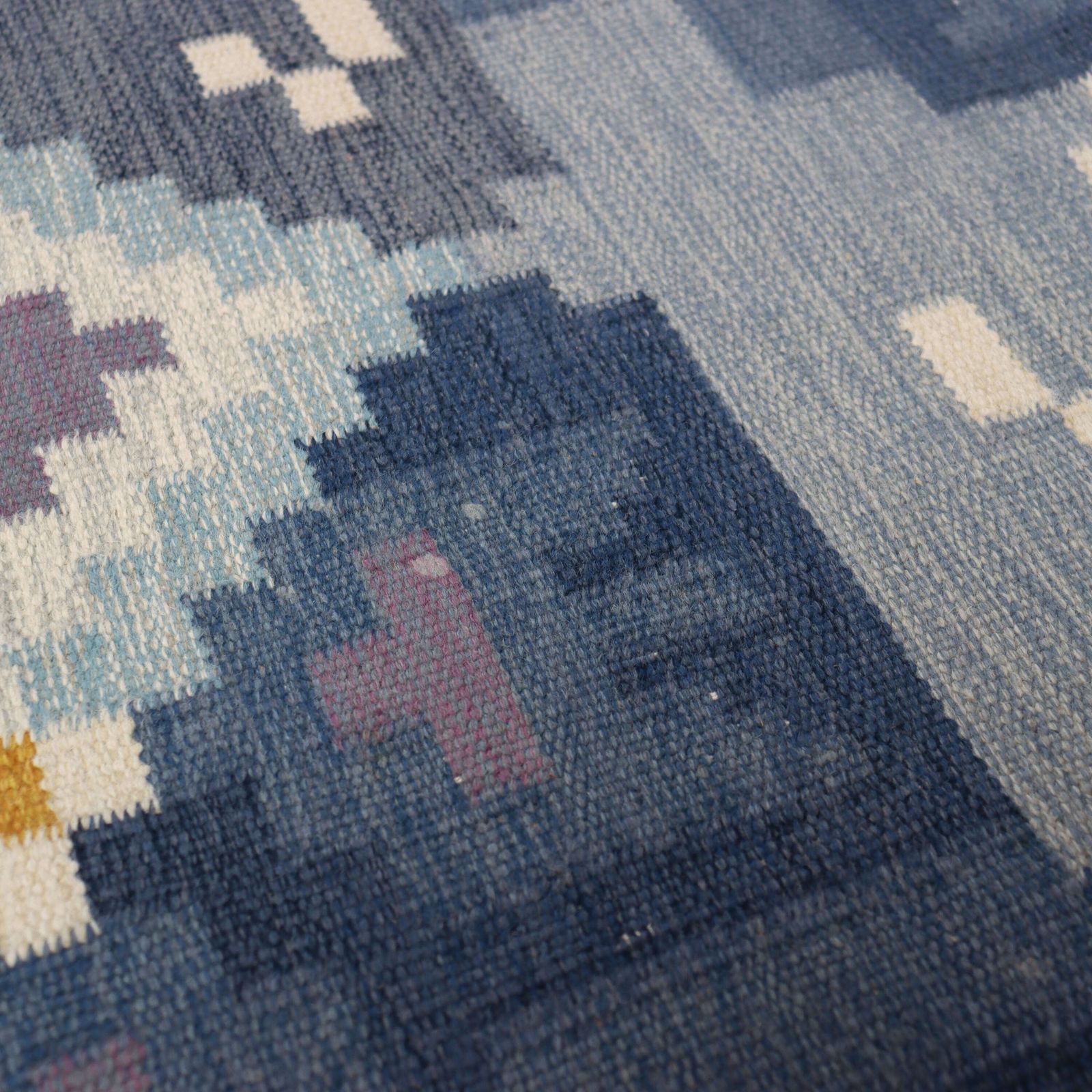 Textiles Swedish Mid Century Handmade Flat Weave Rug photo