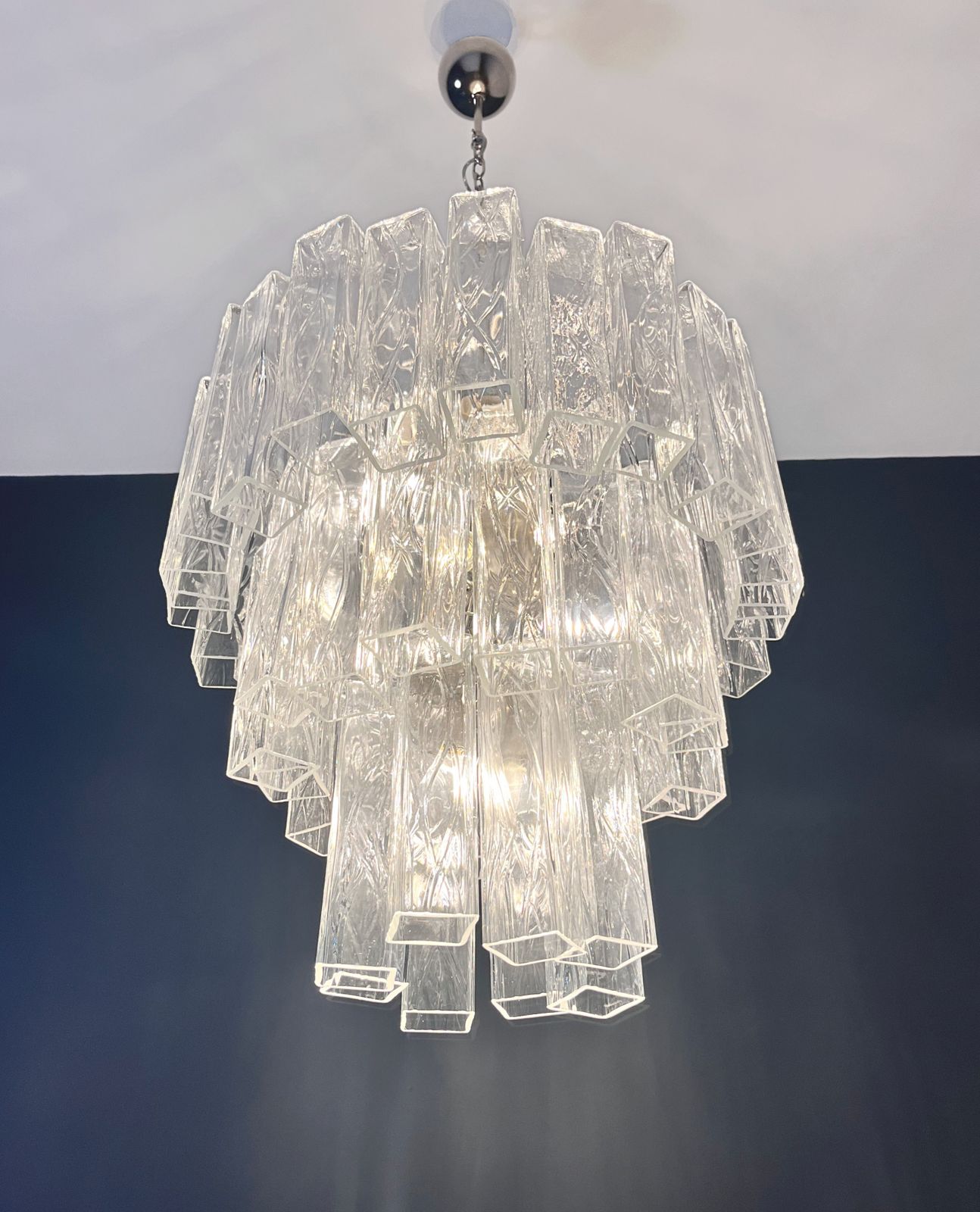 1500.0 Large Three Tier Murano Glass Tube Chandelier – 48 Glasses photo