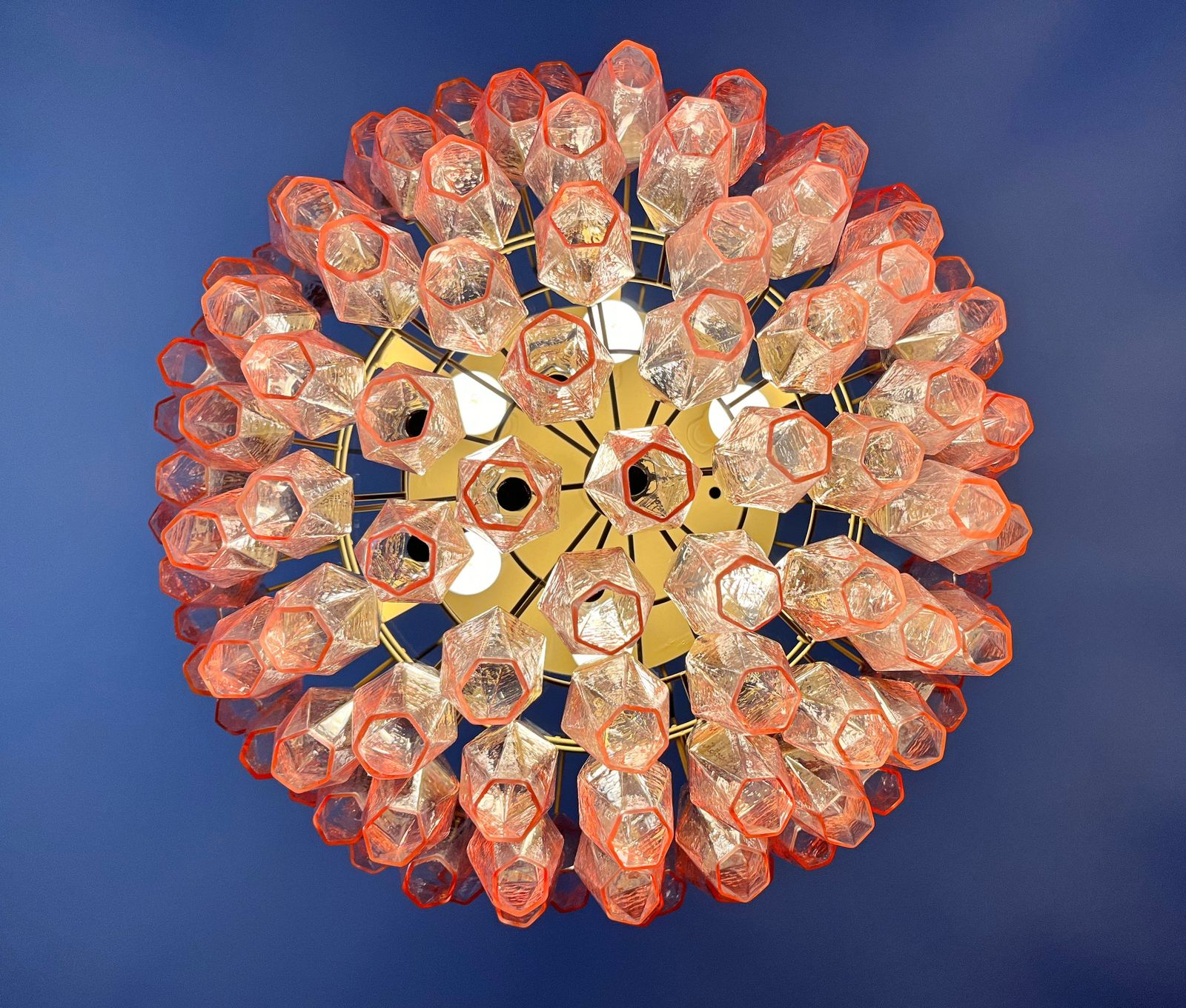 Amazing Murano Glass Candelier – 111  Pink Poliedri photo Lighting