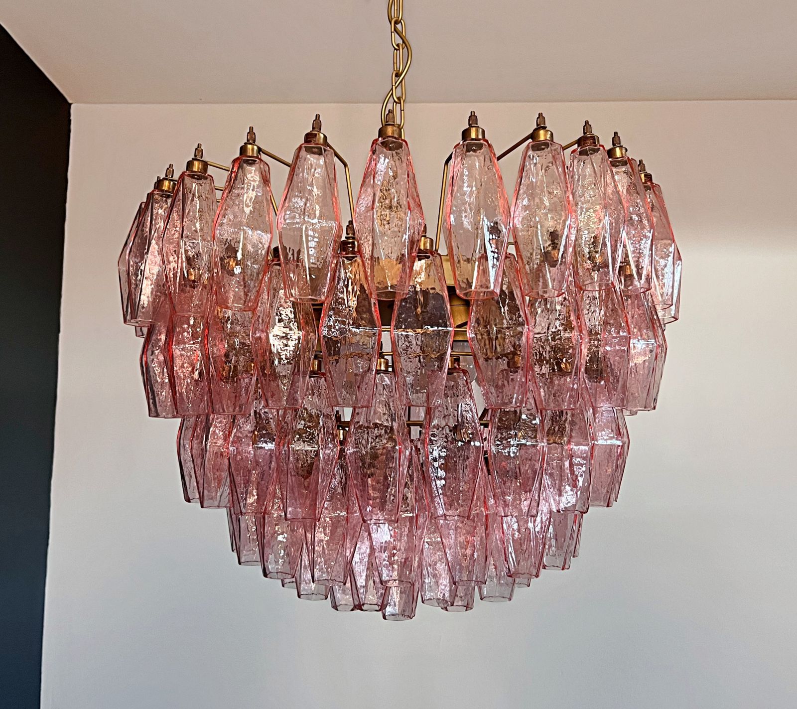 Lighting Amazing Murano Glass Candelier – 111  Pink Poliedri photo
