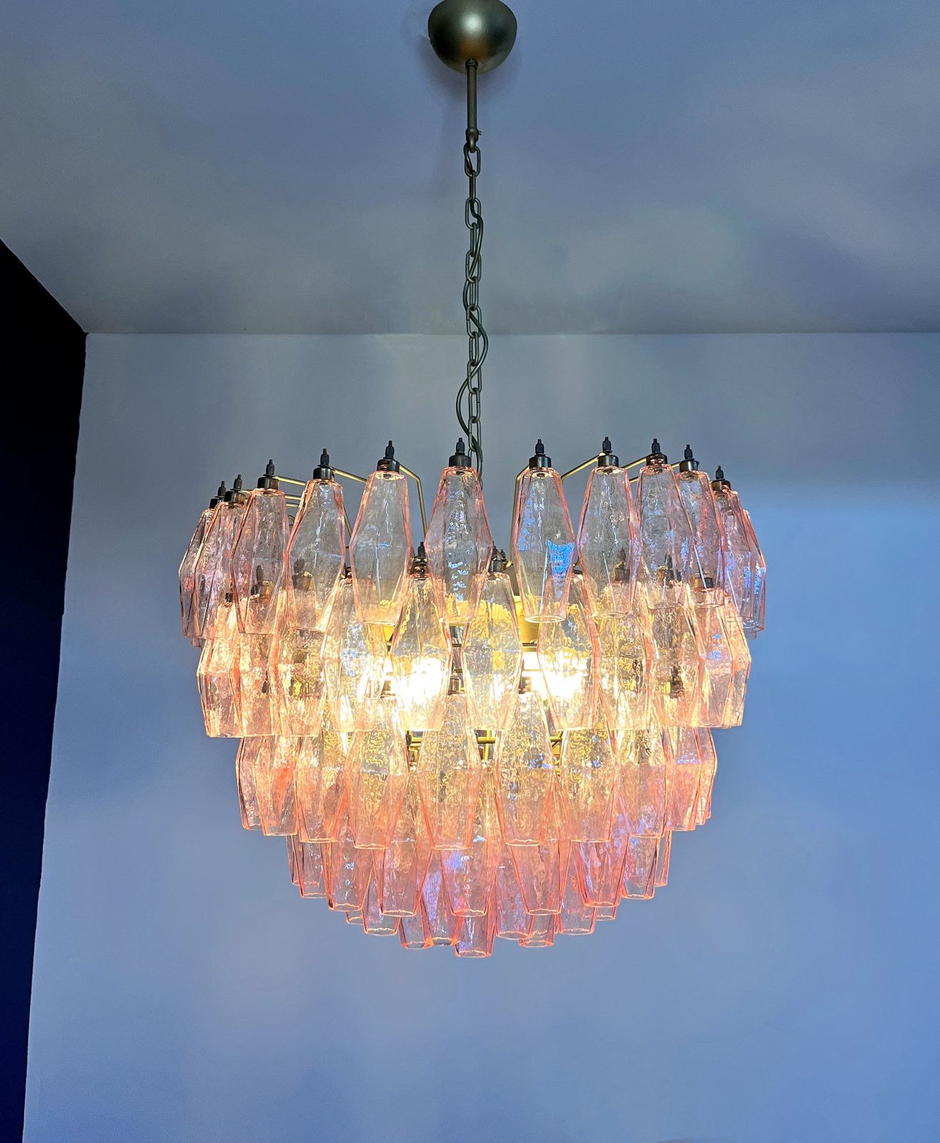 photo vinterior Amazing Murano Glass Candelier – 111  Pink Poliedri