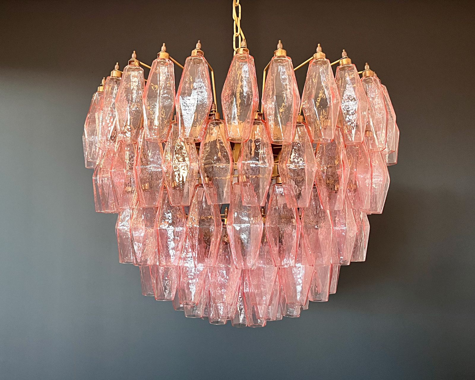 Amazing Murano Glass Candelier – 111  Pink Poliedri