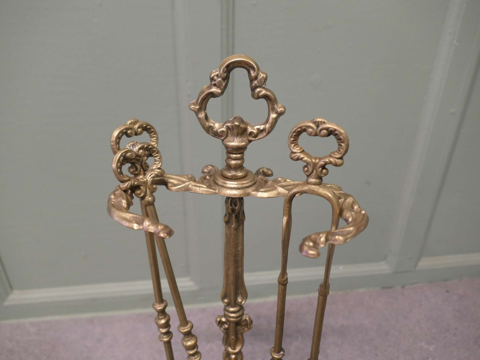 Attractive Brass Rococo Style Fireside Companion Set, Fireside Tools photo Home Fixtures