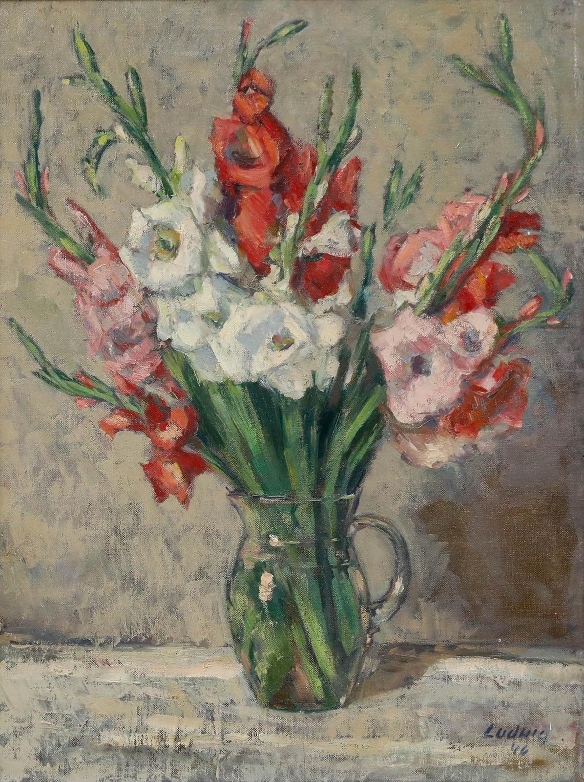 Ludwig 1946 Oil, Flowers In A Glass Pitcher photo furniture