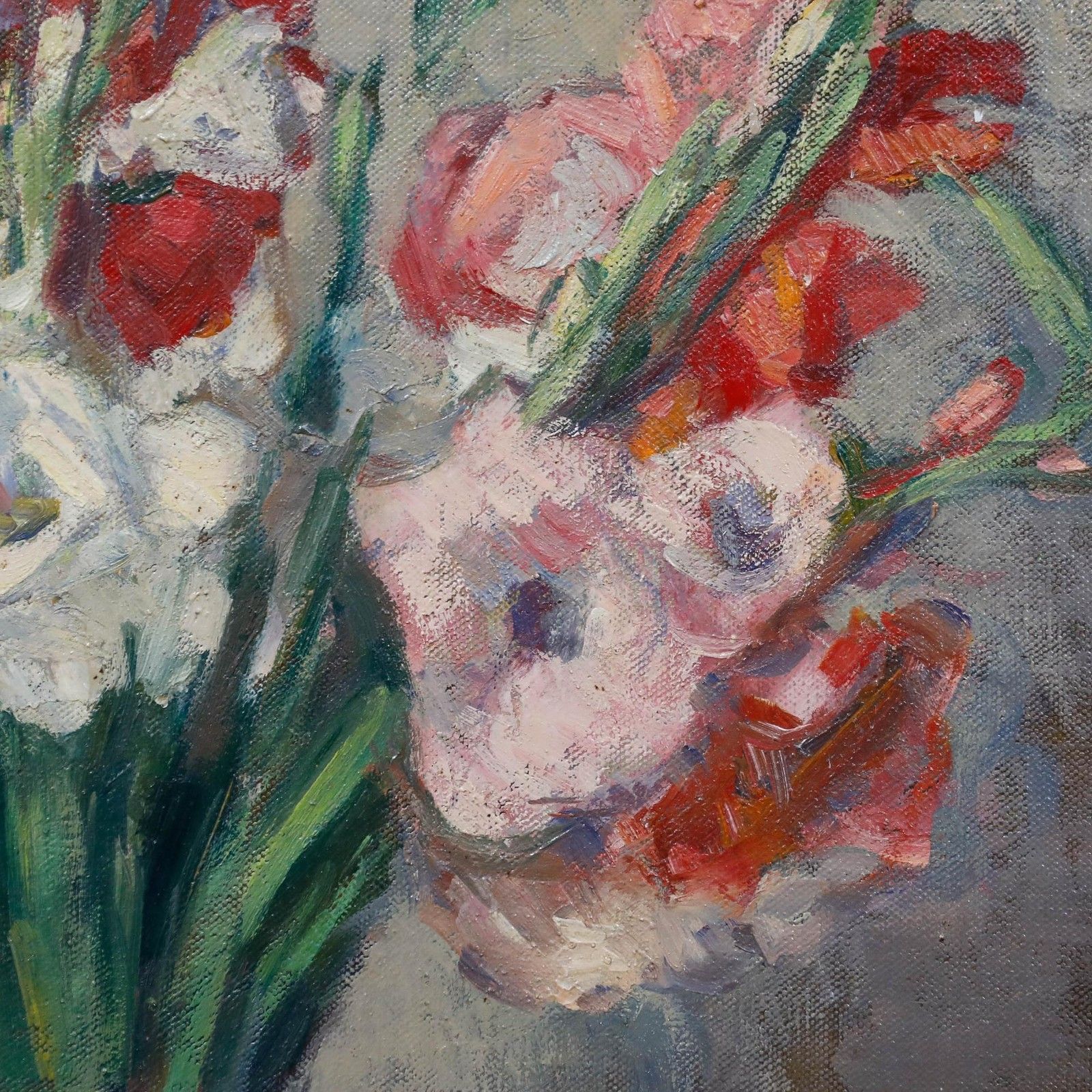 Ludwig 1946 Oil, Flowers In A Glass Pitcher photo Art