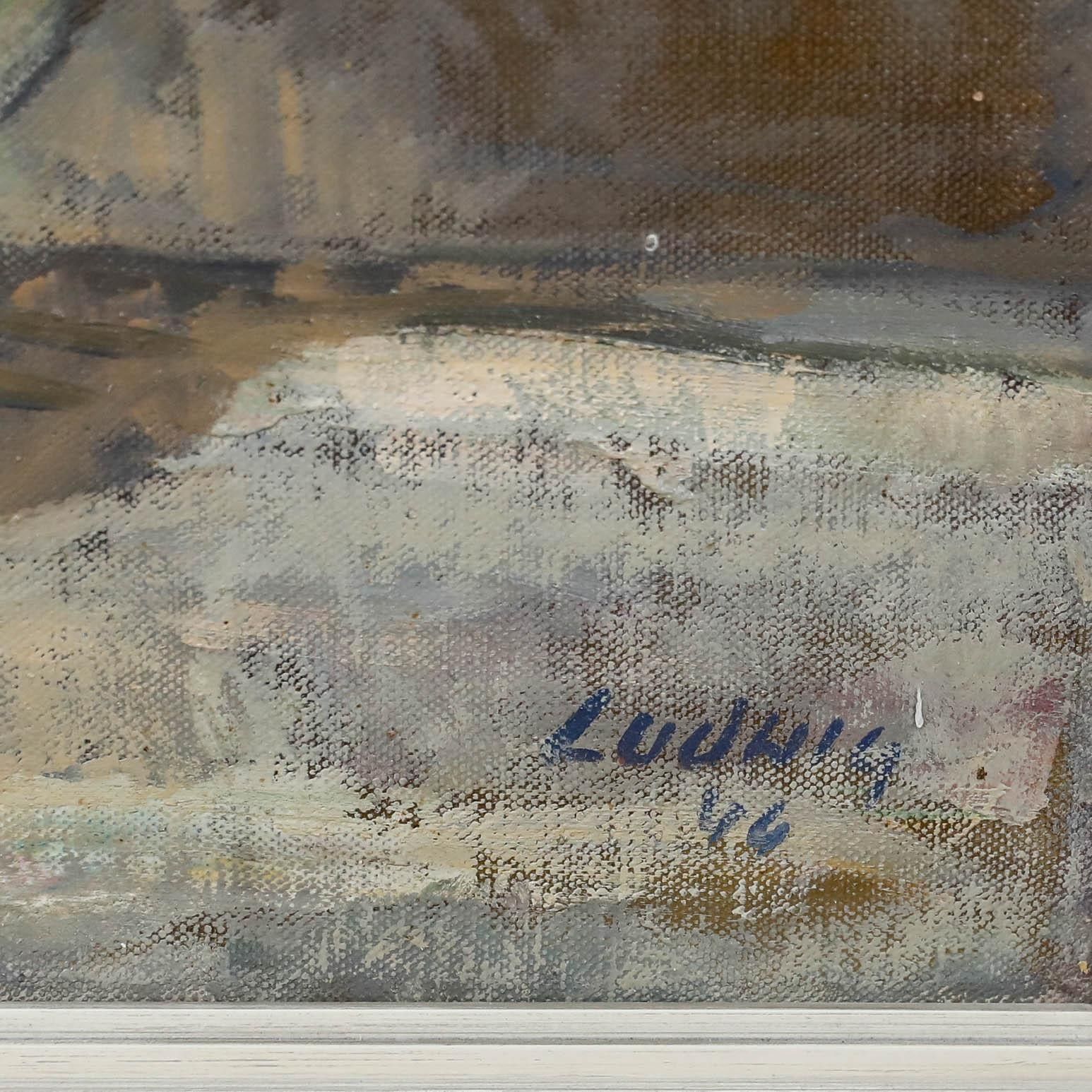 Ludwig 1946 Oil, Flowers In A Glass Pitcher photo buy