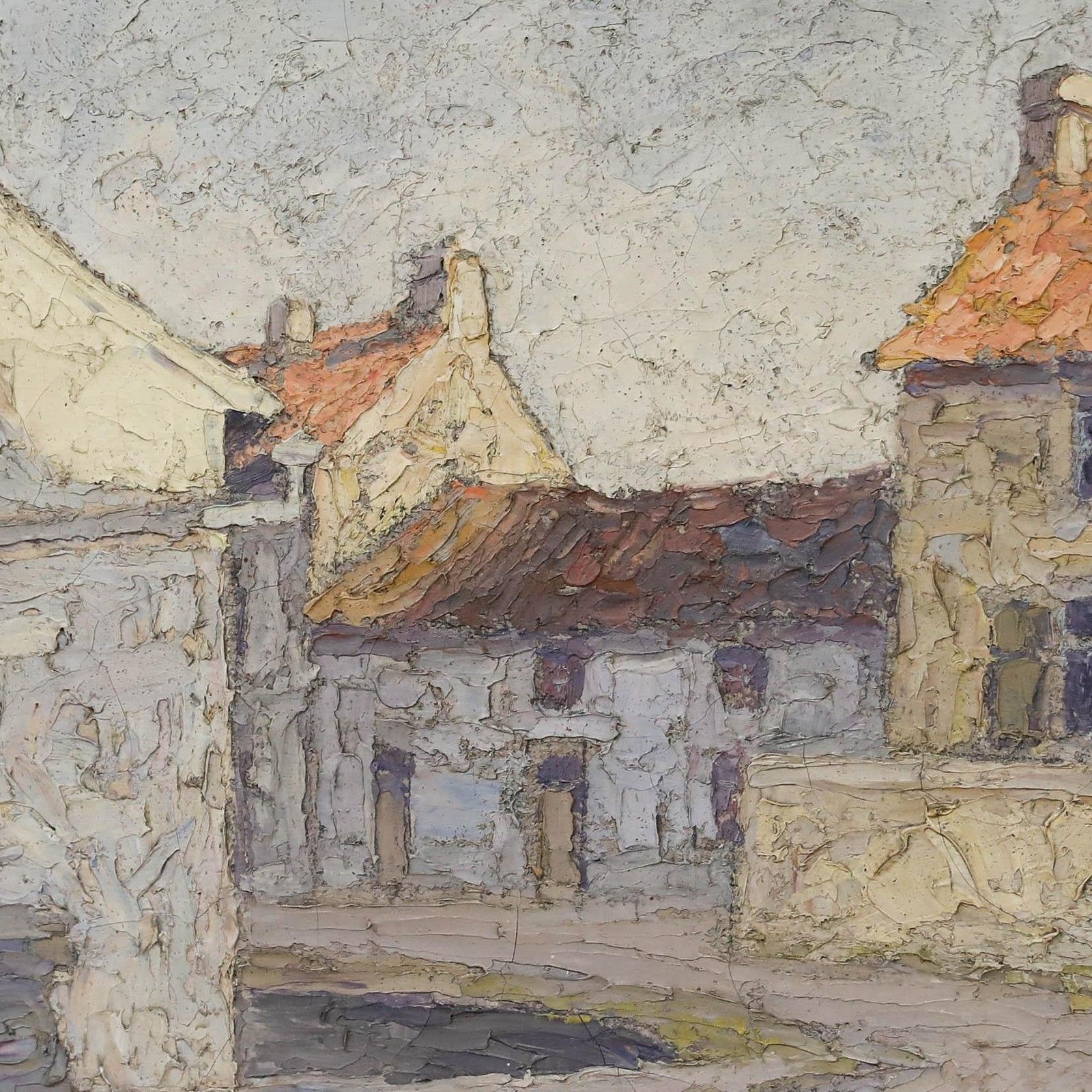 Jacques Lemaire (B.1917) Mid 20th Century Oil, Conversation In The Street photo Art