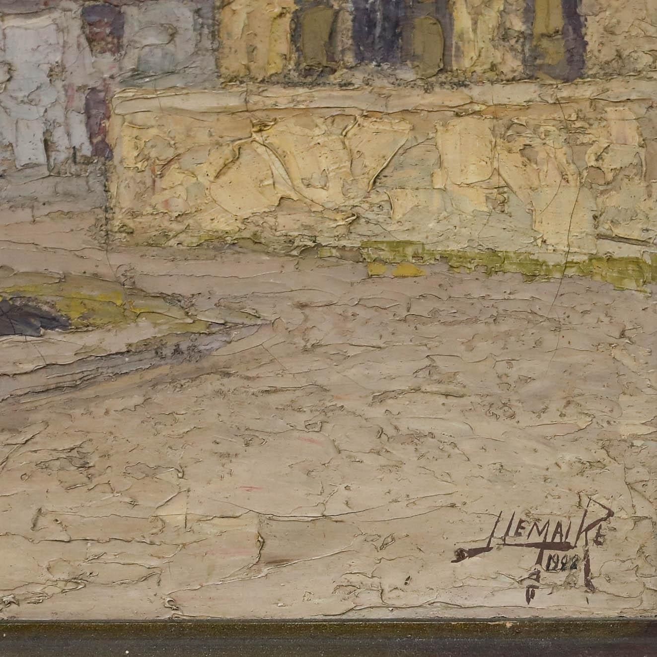 Jacques Lemaire (B.1917) Mid 20th Century Oil, Conversation In The Street photo buy