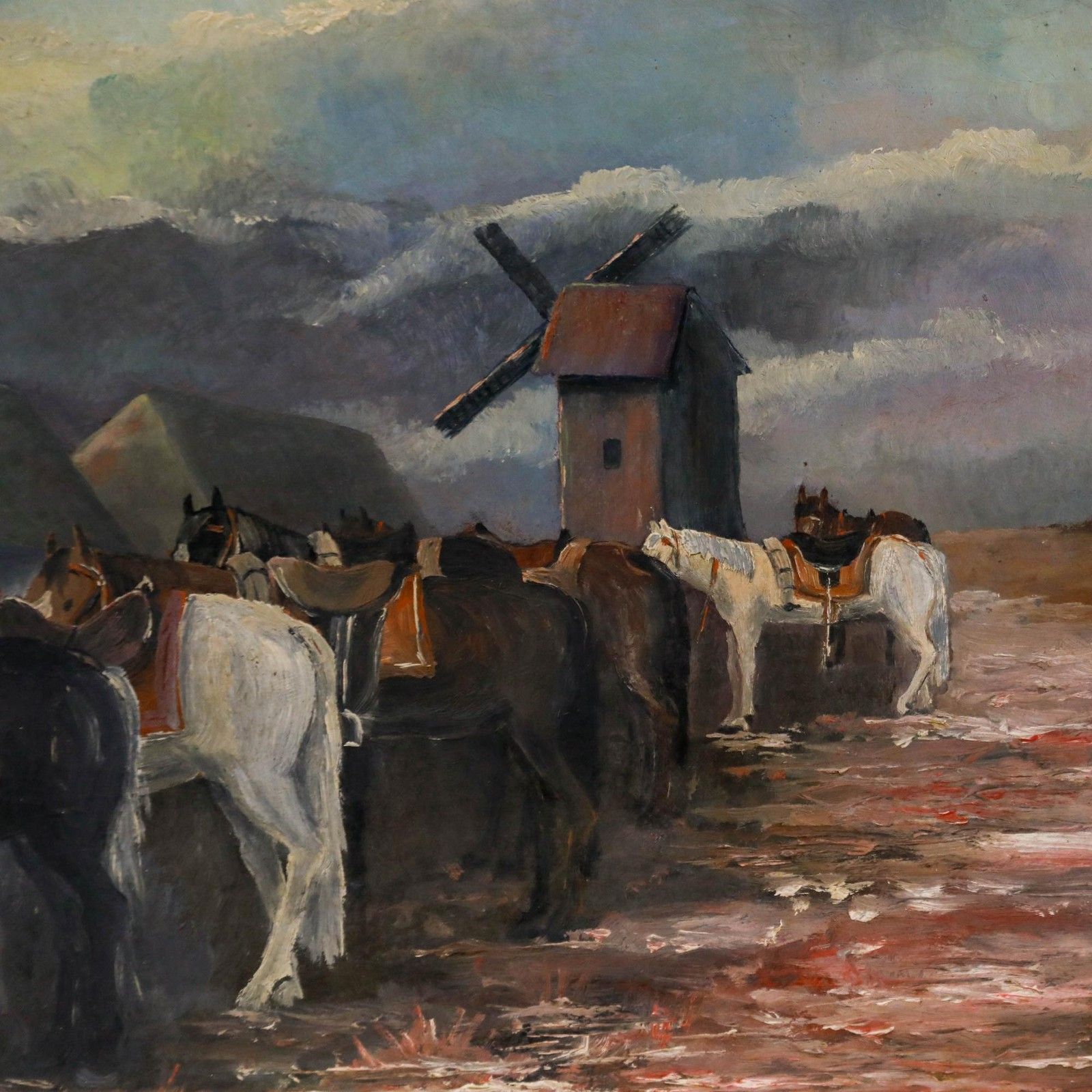 W. Schnez Framed Mid 20th Century Oil, A Team Of Horses photo Art