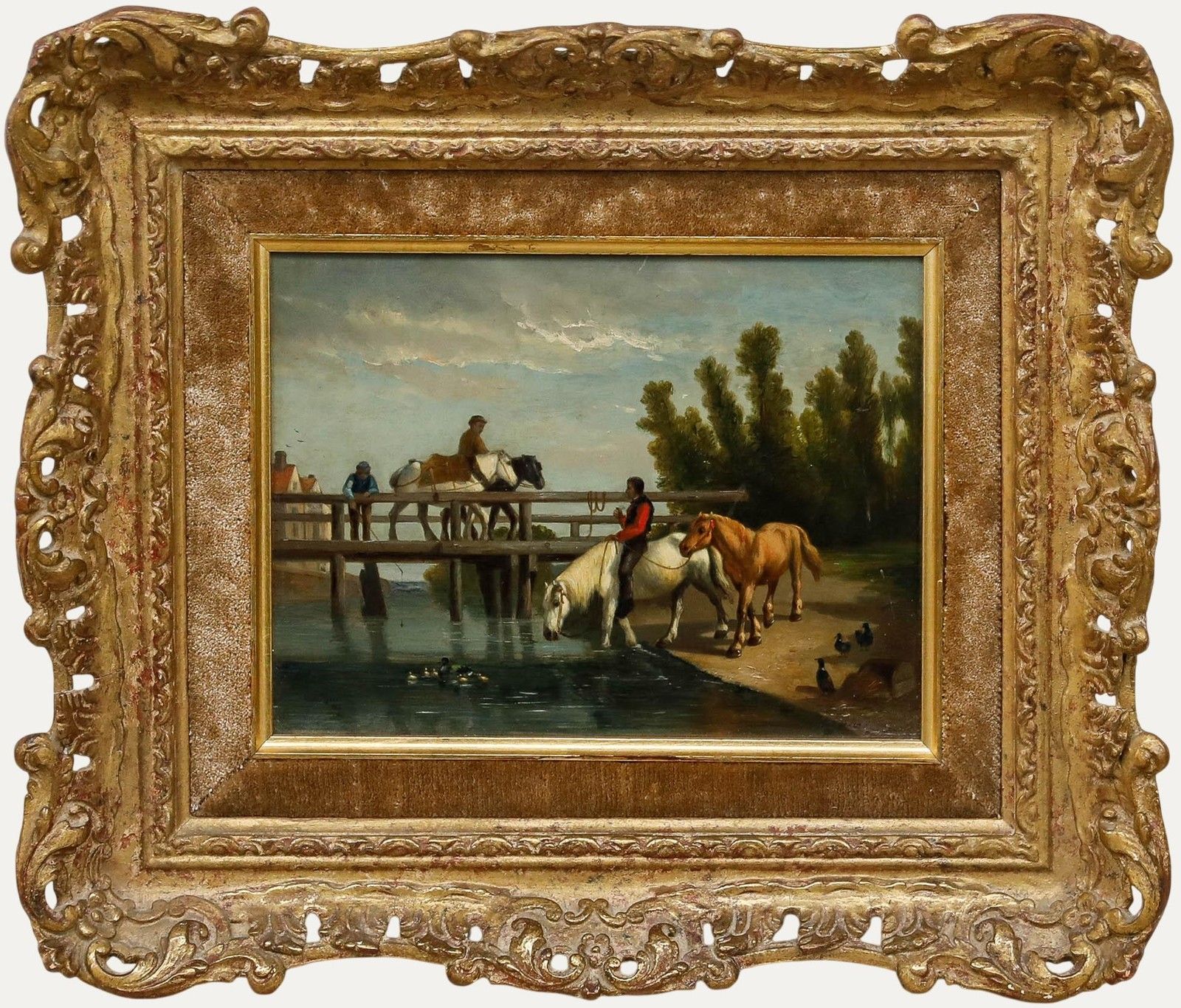 Anthony De Bree (1856 1921) 1885 Oil, Watering At The River