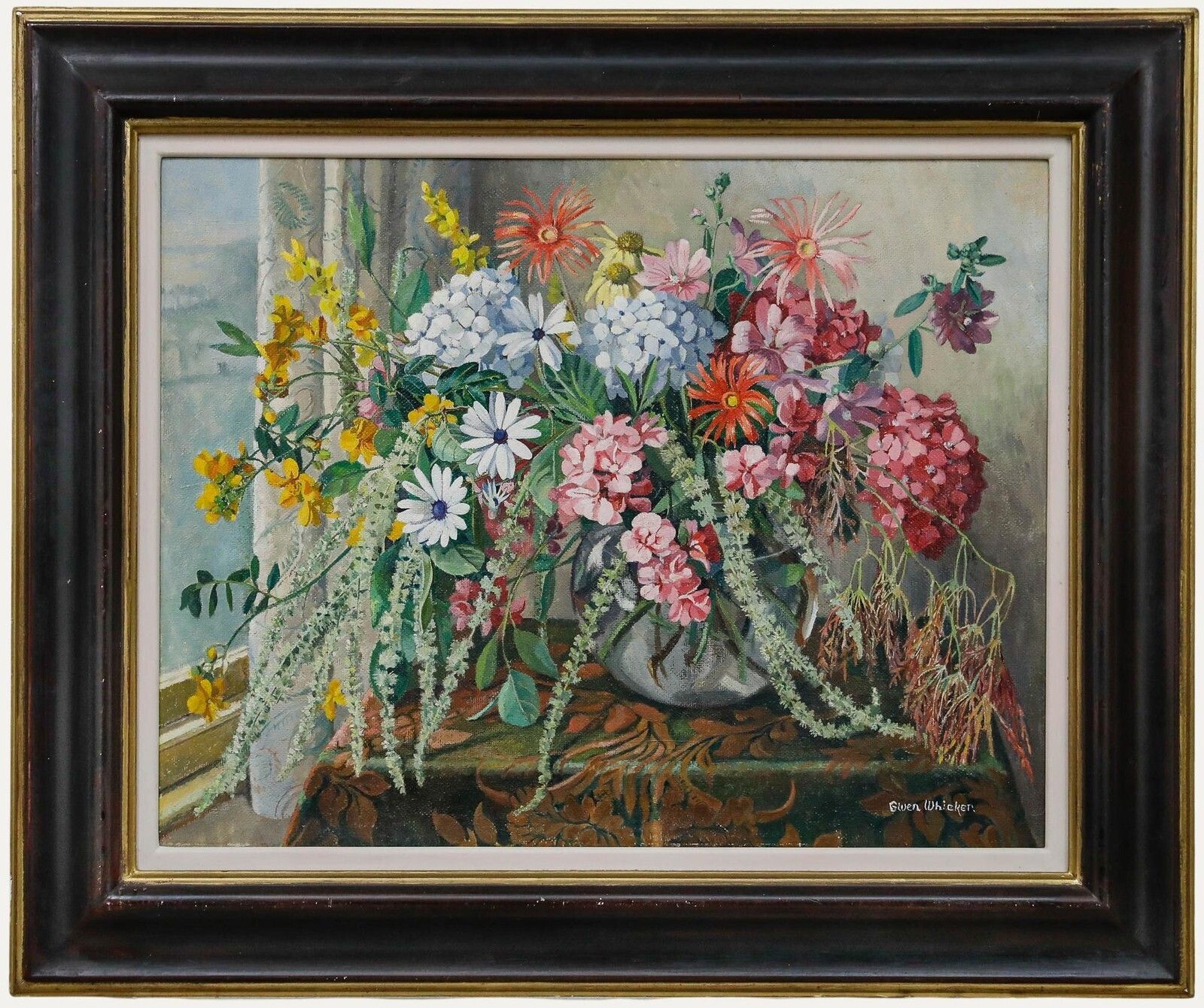 Gwen Whicker (1900 1966) Framed Mid 20th Century Oil, Flower Piece