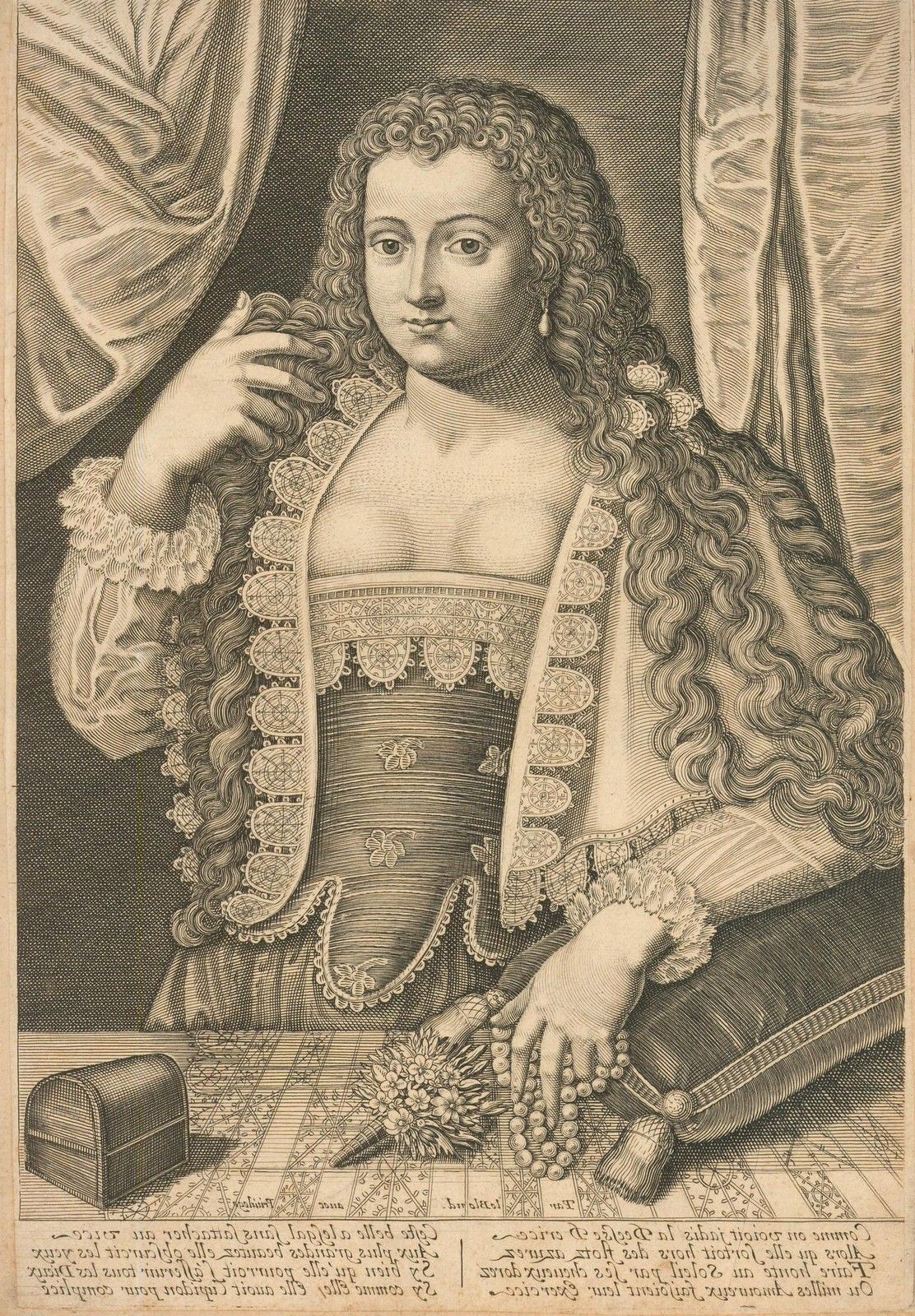 Jean Leblond (C.1594 1666) 17th Century Engraving, Portrait Of A Lady photo furniture