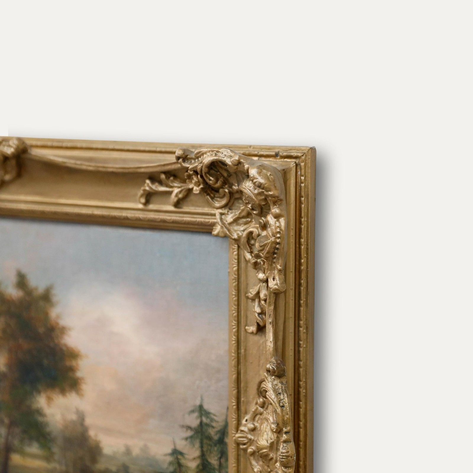Framed Late 19th Century Oil The Log Wagon photo vinterior