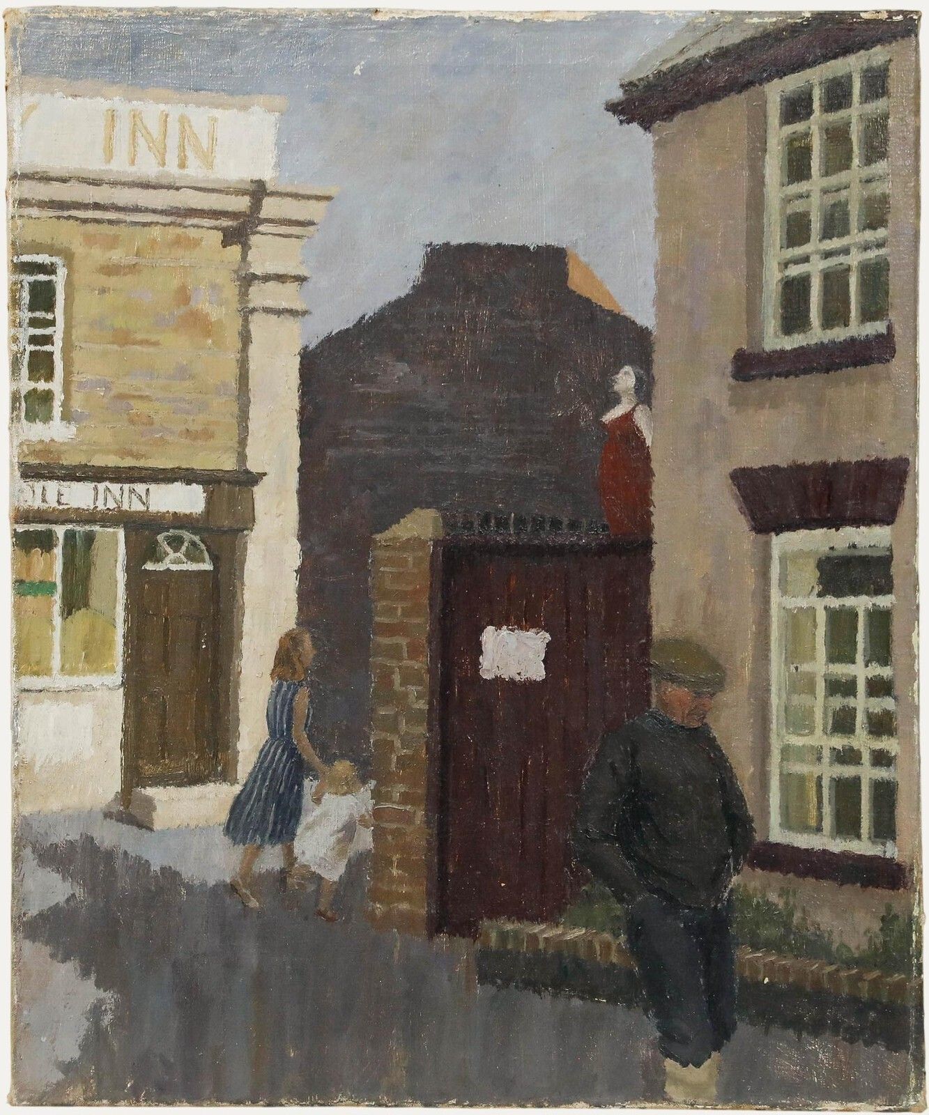 Modern British School 20th Century Oil English Street Scene