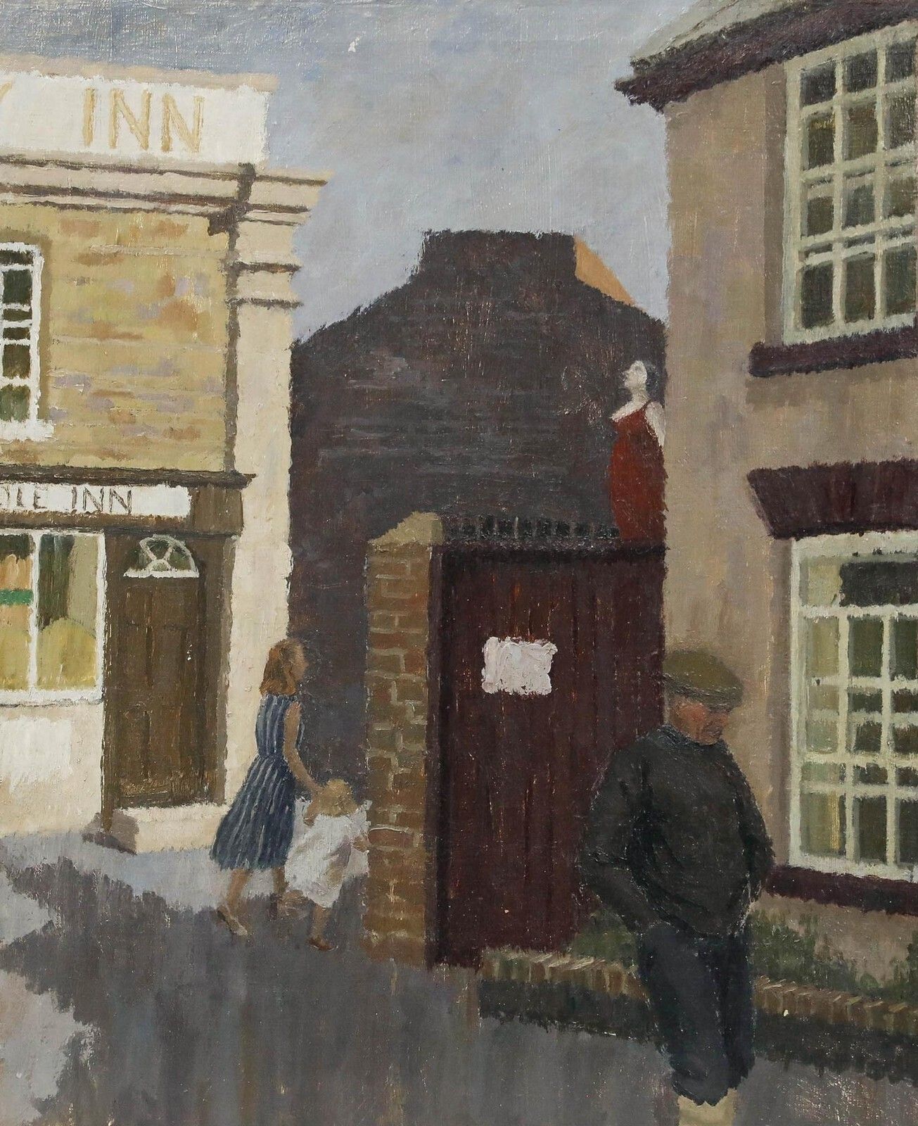 Modern British School 20th Century Oil English Street Scene photo furniture