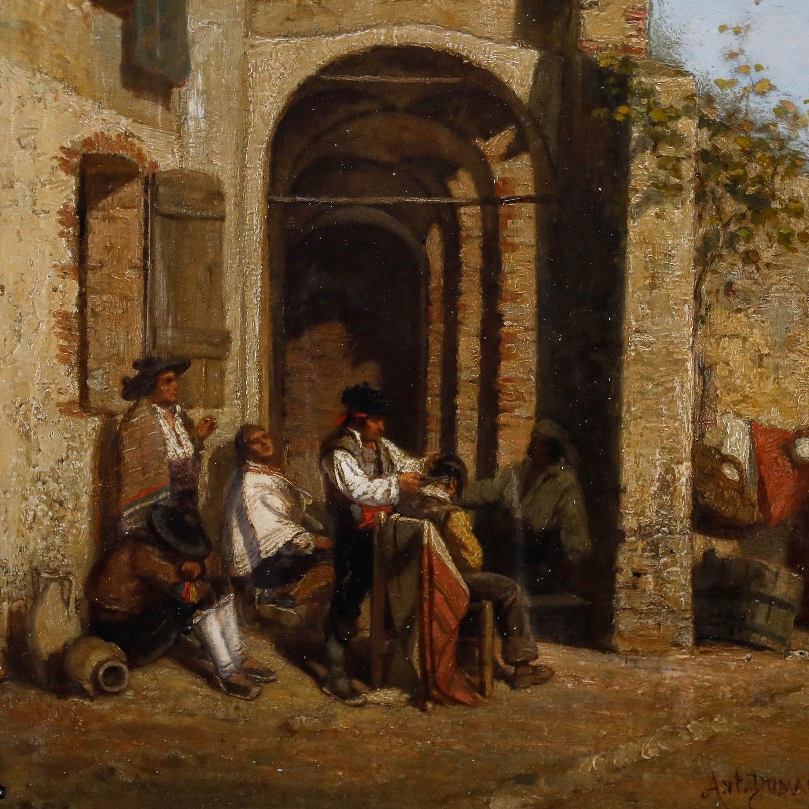 Antoine Dumas 1858 Oil, Barber Shop photo Art