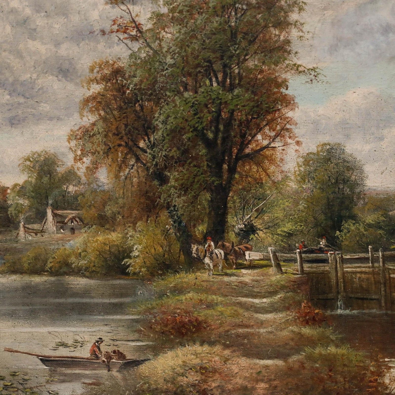 George Frederick Harris (1856 1924) Framed 1913 Oil, By The Lock photo Art