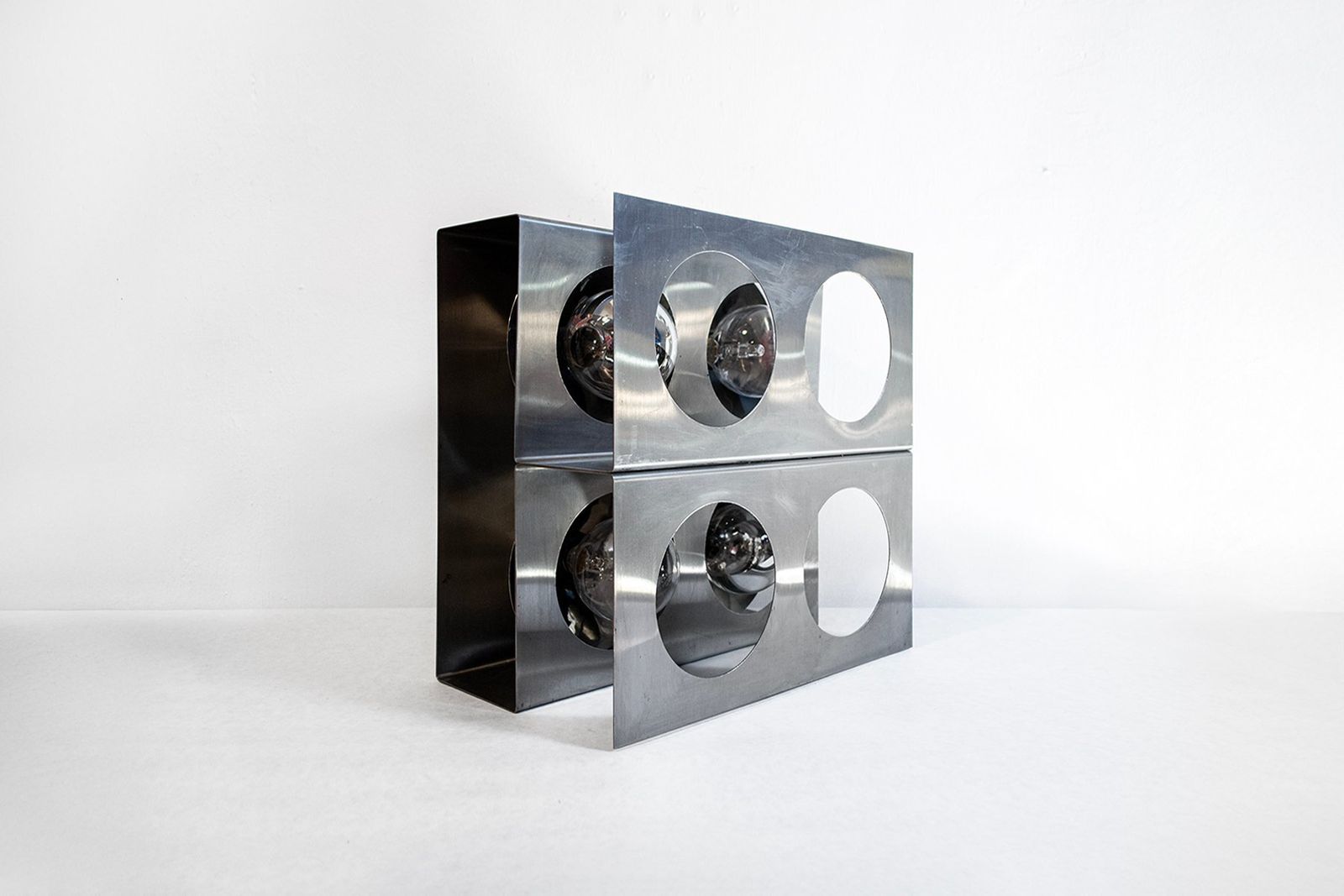 Four Light Steel Sculptural Light From Roche Bobois, France, 1970s