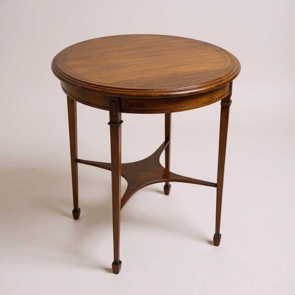 Edwardian Inlaid Mahogany Occasional Table With Satinwood Border