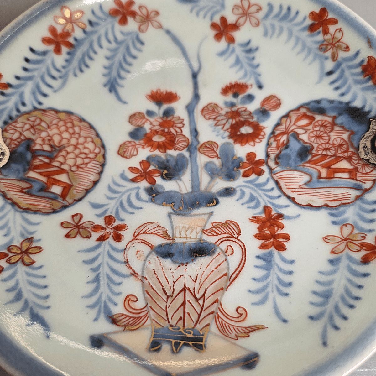 Antique Japanese Dish With Silver Handle, 18th And 19th Century photo for sale