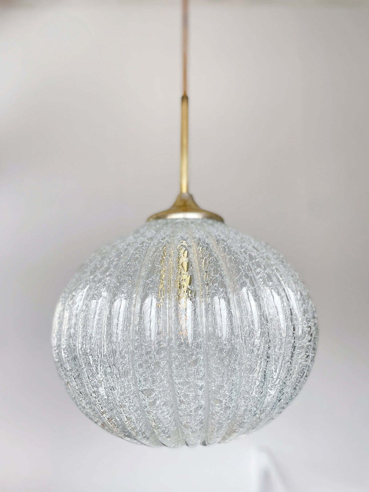 Vintage Doria Crackle Glass Hanglamp, Duits, Jaren 1960 photo furniture