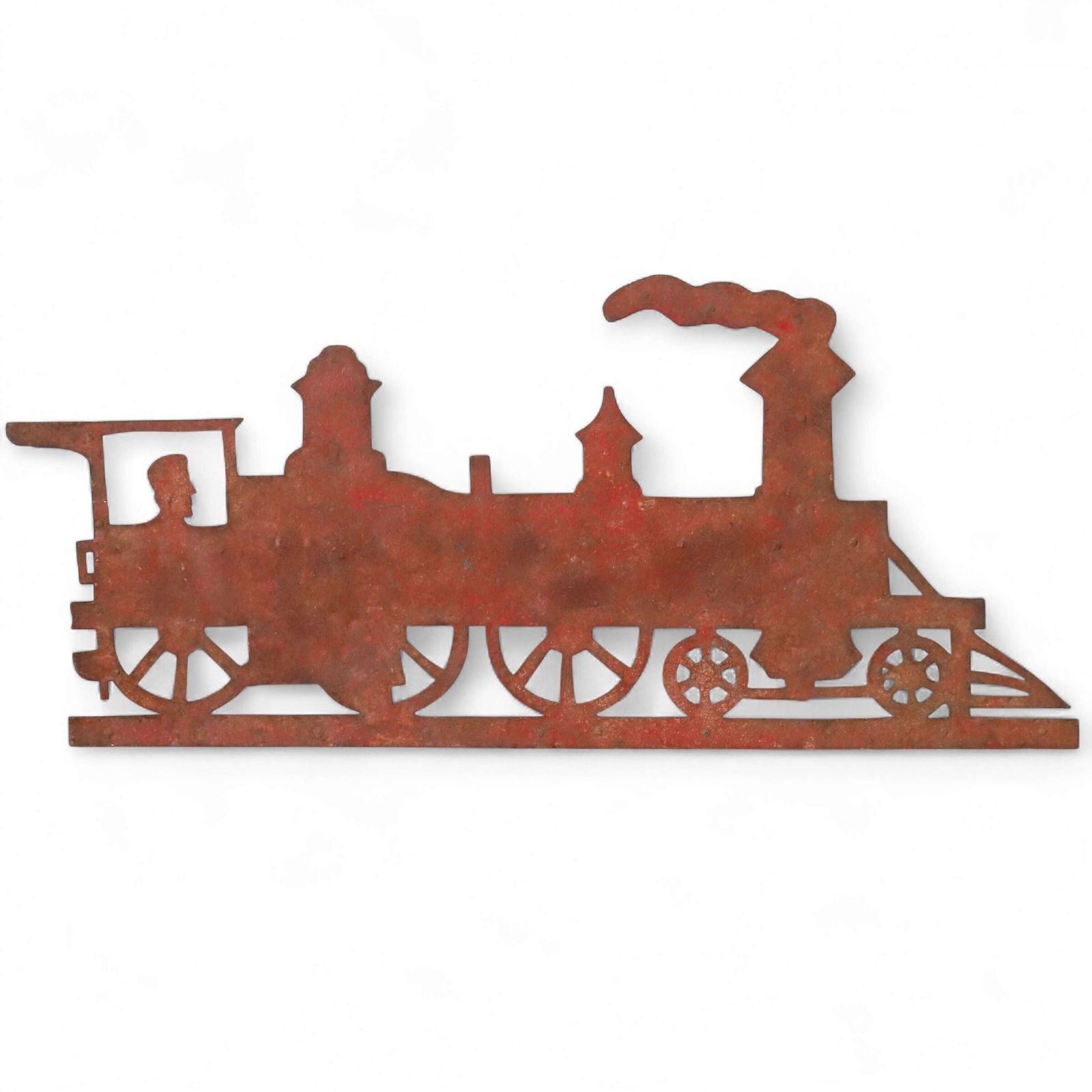 Vintage French Weathervane – Train Silhouette With Weathered Red Rust Patina