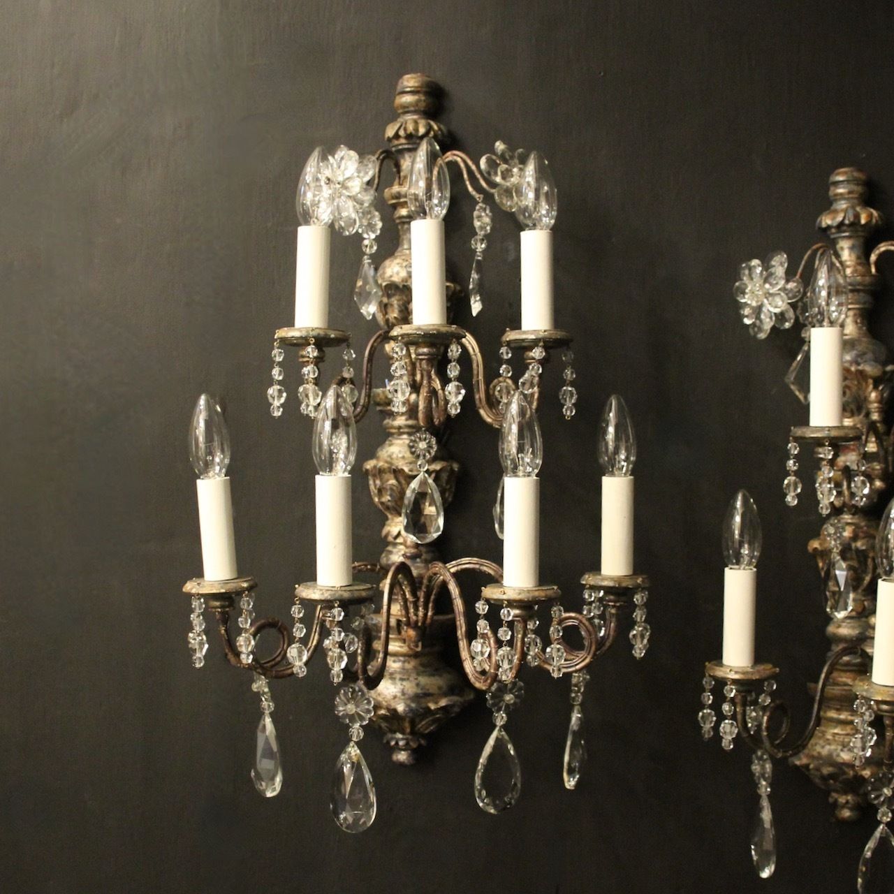 Italian Florentine 7 Light Giltwood Wall Lights photo for sale