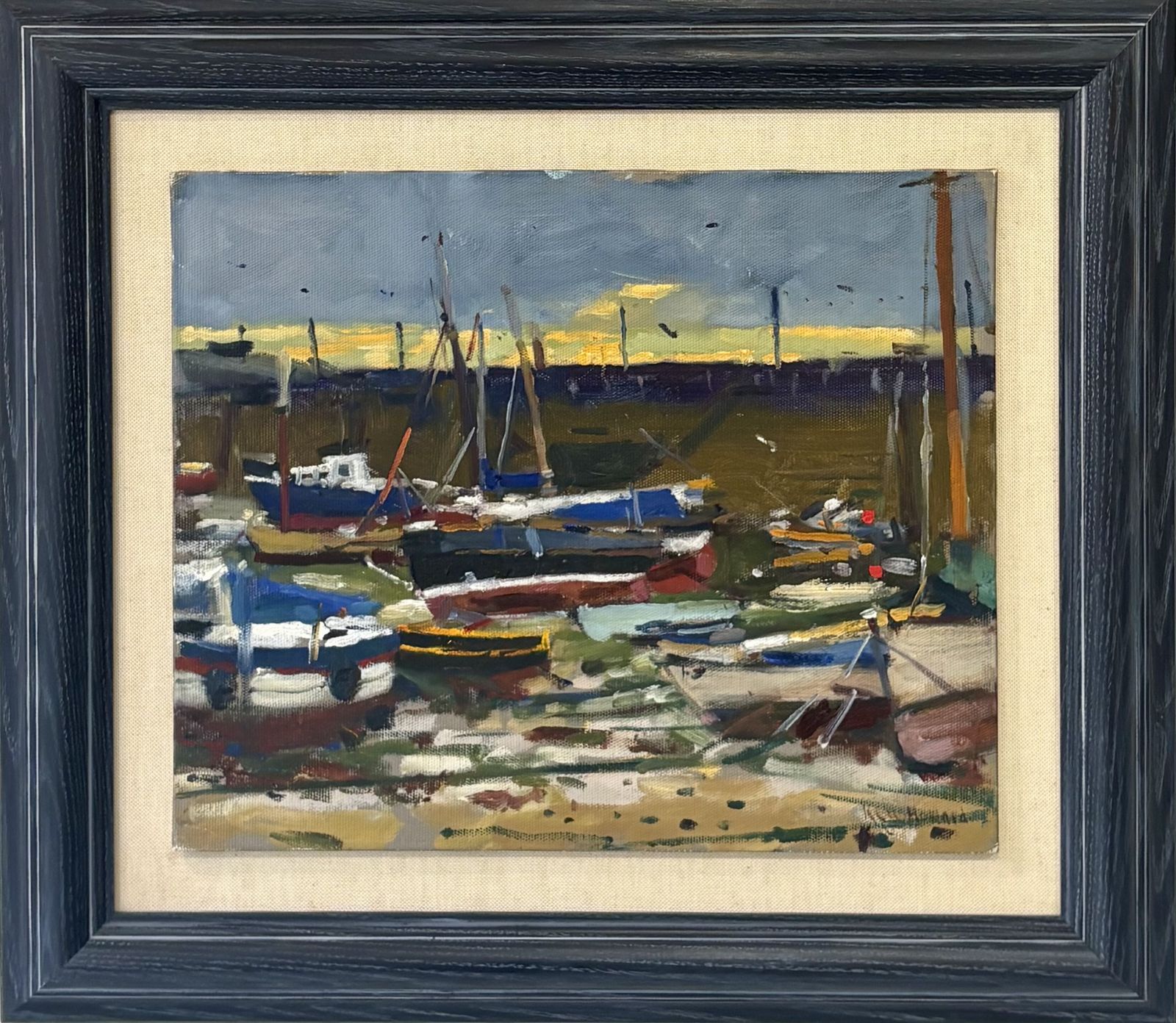Ken Howard Obe Ra (1932 2022) Oil On Board, Mousehole At Low Tide C 1990.
