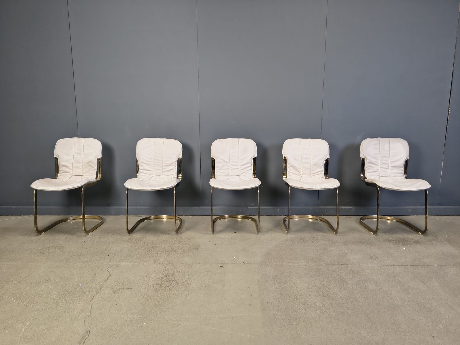 photo for sale Vintage Dining Chairs By Willy Rizzo For Cidue Set Of 5, 1970s