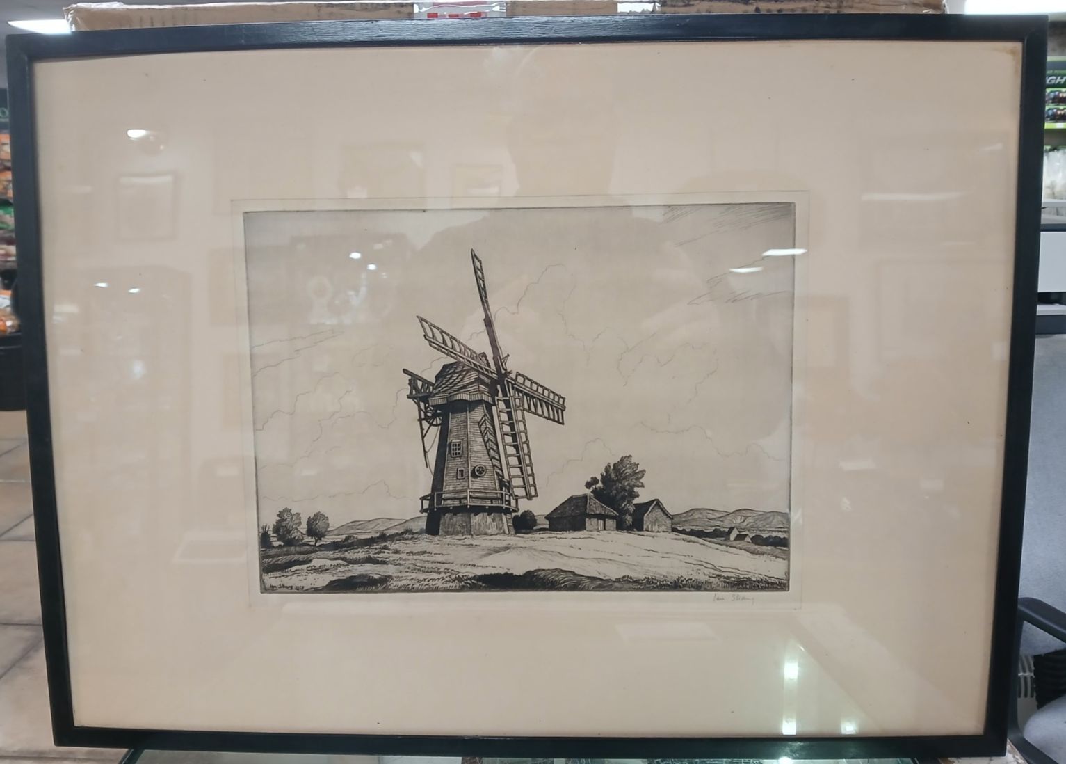 Signed Print Of Ian Strang (1886 1952} Etching Of Windmill Dated 1926