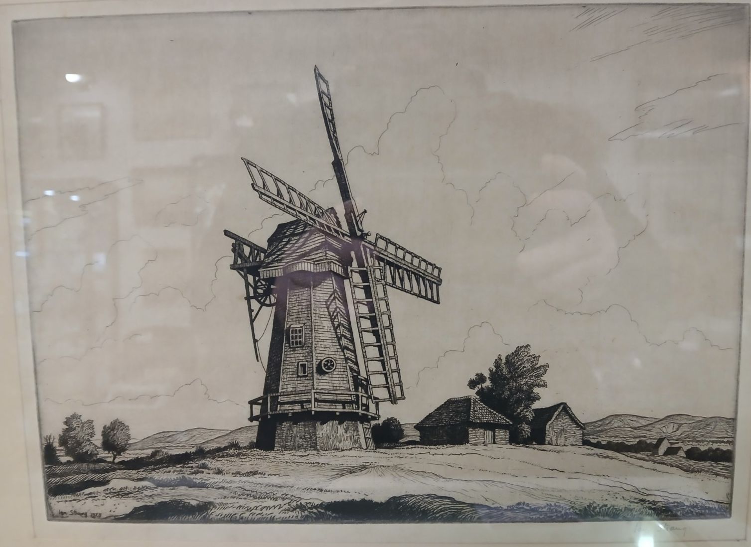 Signed Print Of Ian Strang (1886 1952} Etching Of Windmill Dated 1926 photo furniture