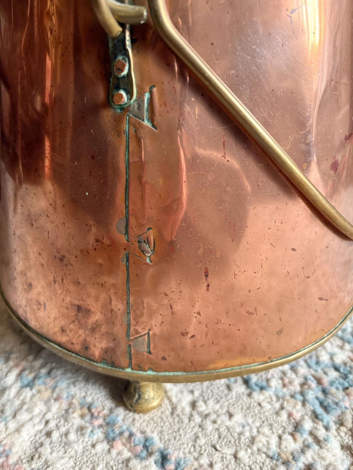 Antique Early 19thc Copper And Brass Dutch Doofpot, Fireside Ash Bucket photo for sale