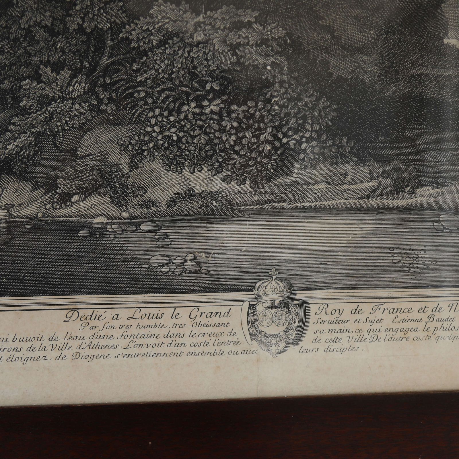 Art 18th Century French Engraving 'Landscape With Diogenes' By étienne Baudet   Original Frame photo