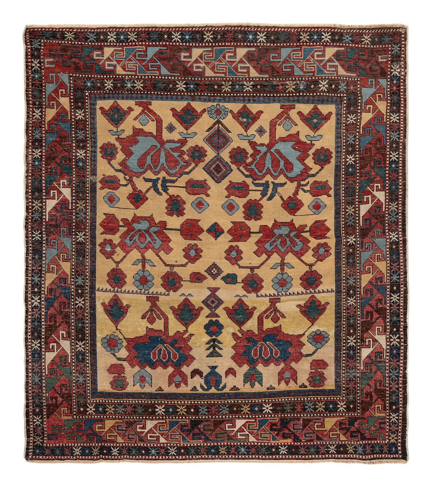 4.2x4.7 Ft Antique Shirvan Rug, East Caucasus, Ca 1890 photo furniture