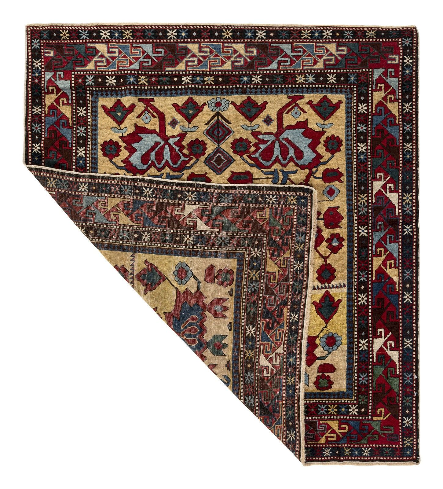 4.2x4.7 Ft Antique Shirvan Rug, East Caucasus, Ca 1890 photo Textiles