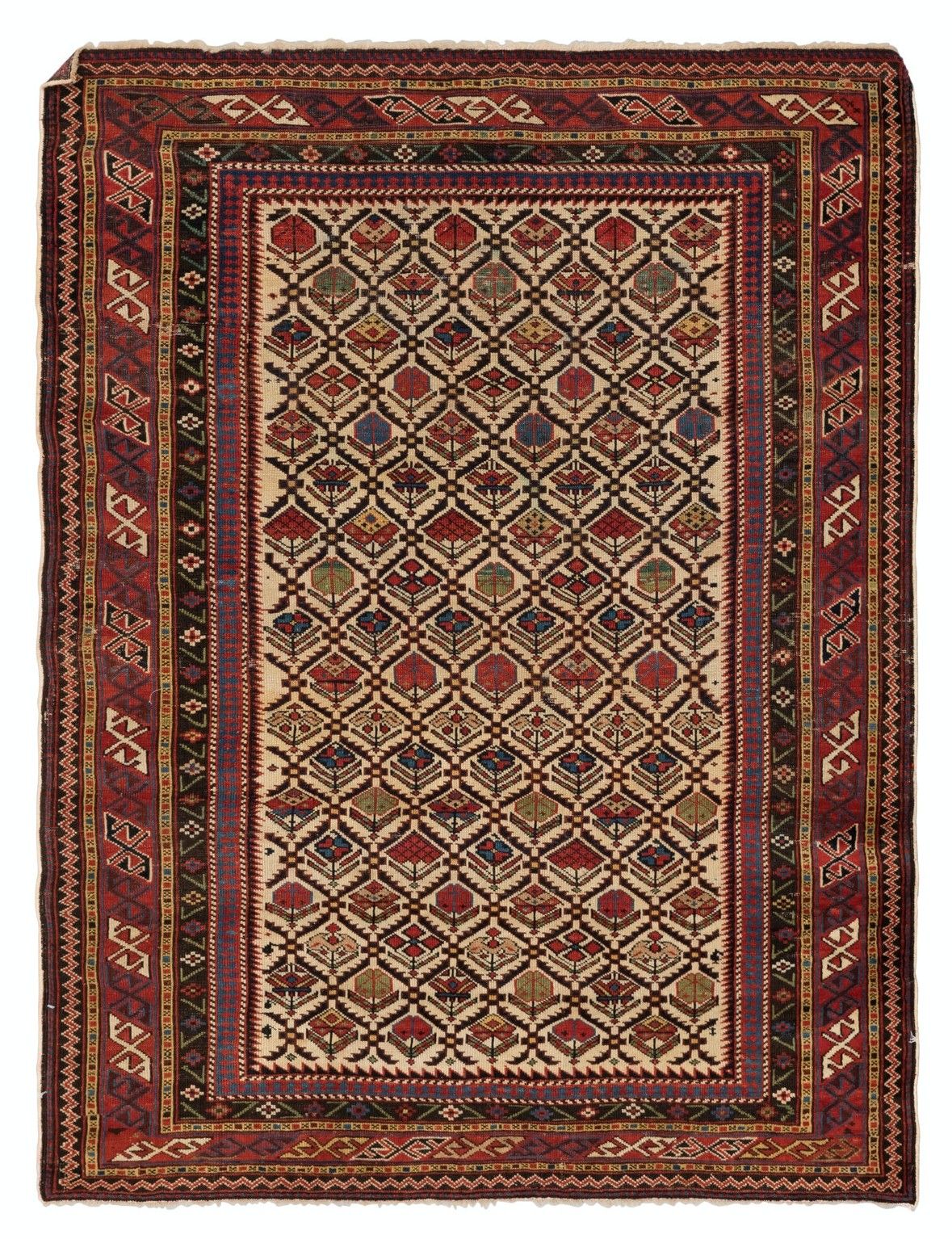 4x5 Ft Antique Shirvan Rug, East Caucasus, Ca 1890