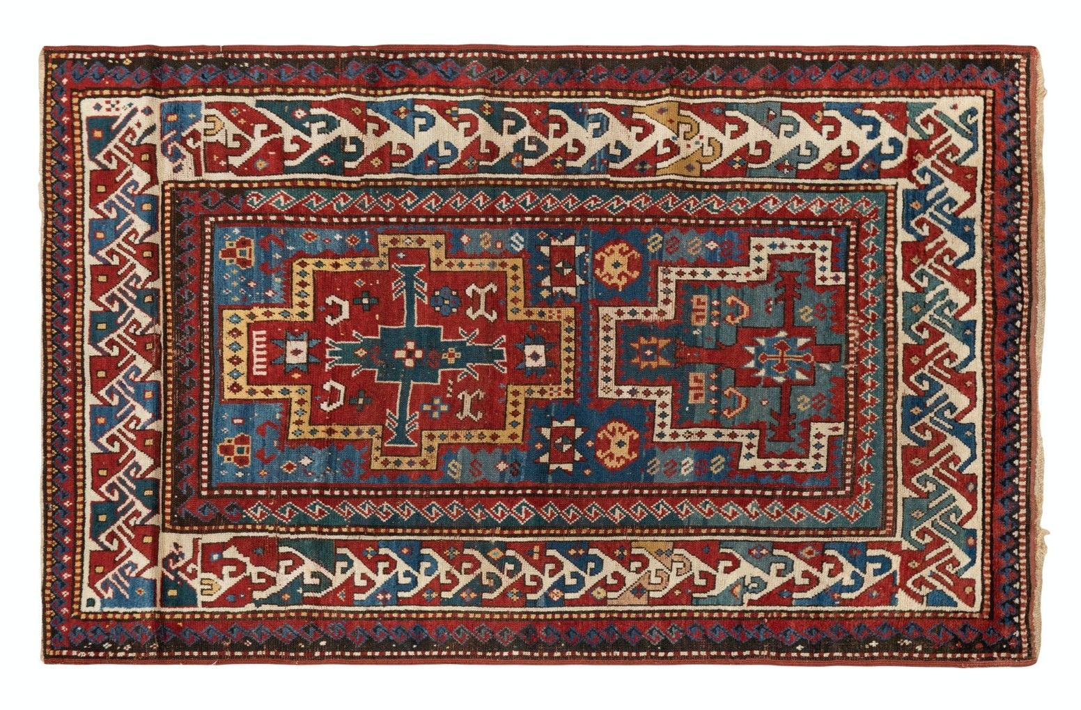 4.6x6.7 Ft Antique Kazak Rug, South Caucasus, Ca 1880 photo Textiles
